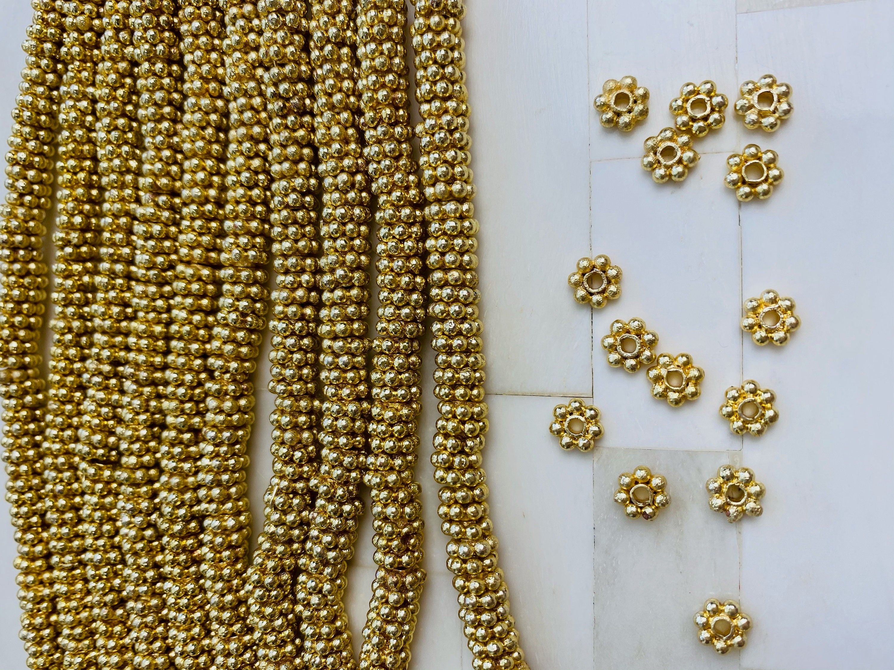 14k 4mm Daisy Brushed Gold DaisyBead - 4mm Gold Daisy Spacer