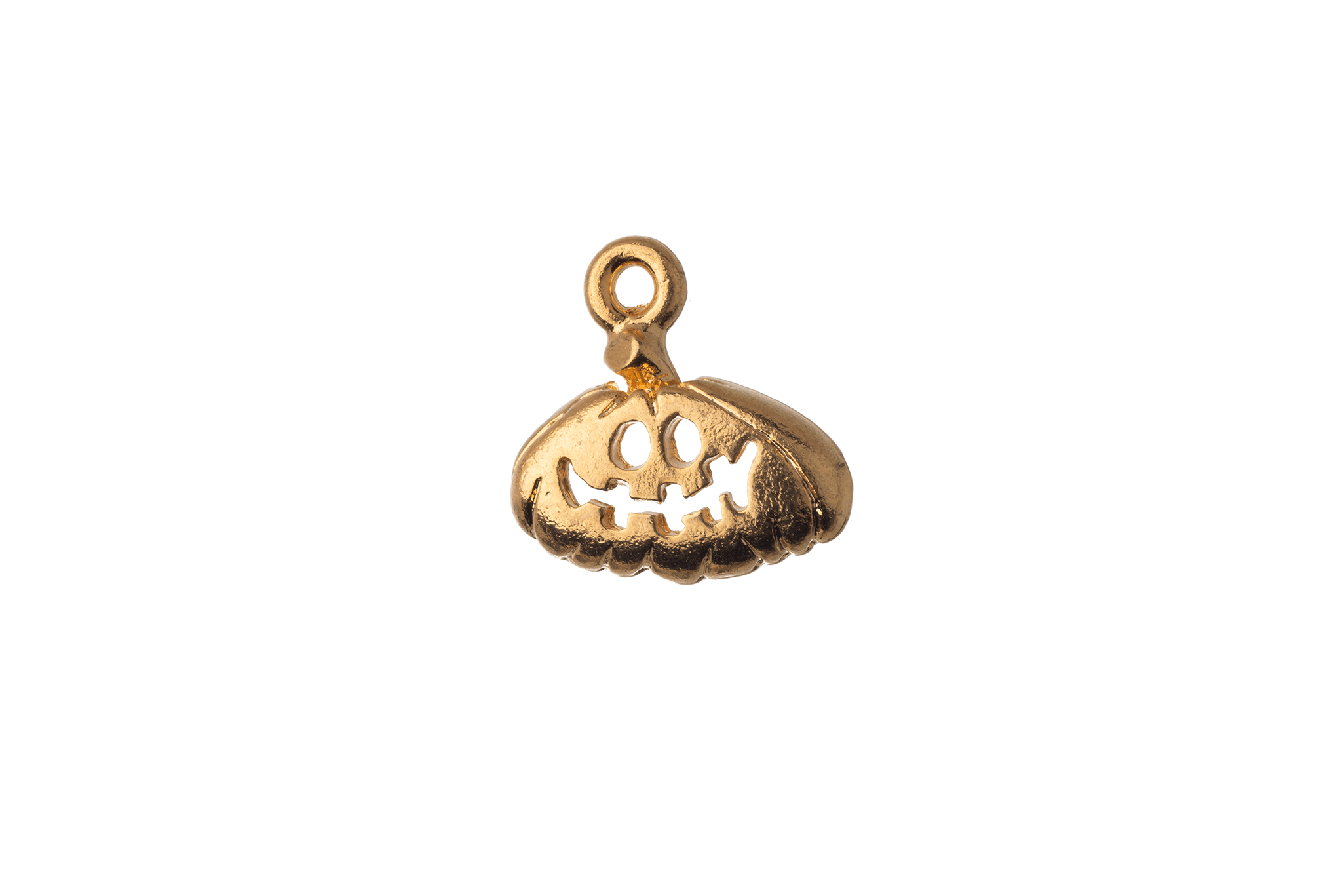 15mm x 15mm Halloween Grinning Pumpkin Charm - Made of Pewter - Sold Individually - CBS1789