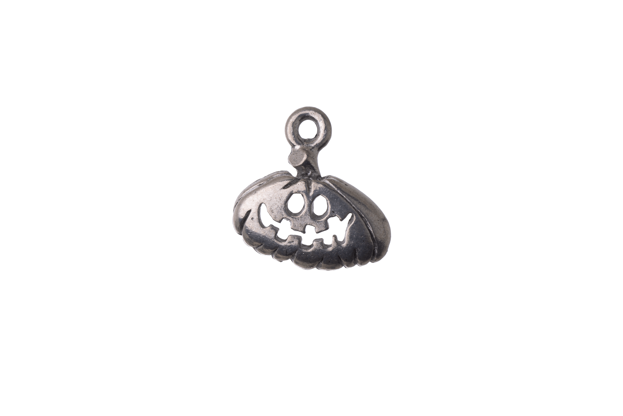 15mm x 15mm Halloween Grinning Pumpkin Charm - Made of Pewter - Sold Individually - CBS1789