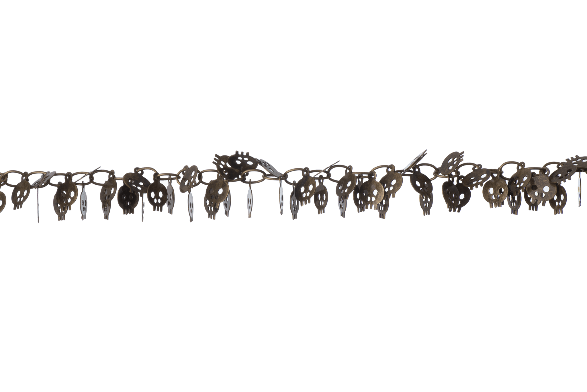 6mm Halloween Dangling Skull Chain - Made of Brass - Sold by the Foot - Ch-908