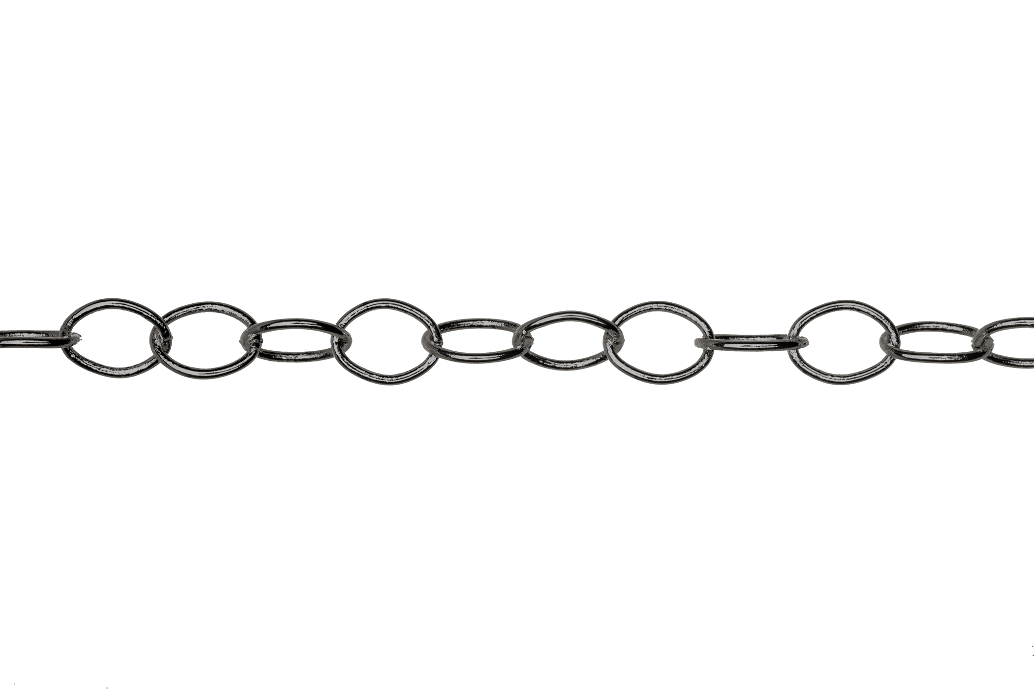 Thin Round Cable Chain multiple finishes available measures 6mm x 5mm sold by the Foot - CH 2600