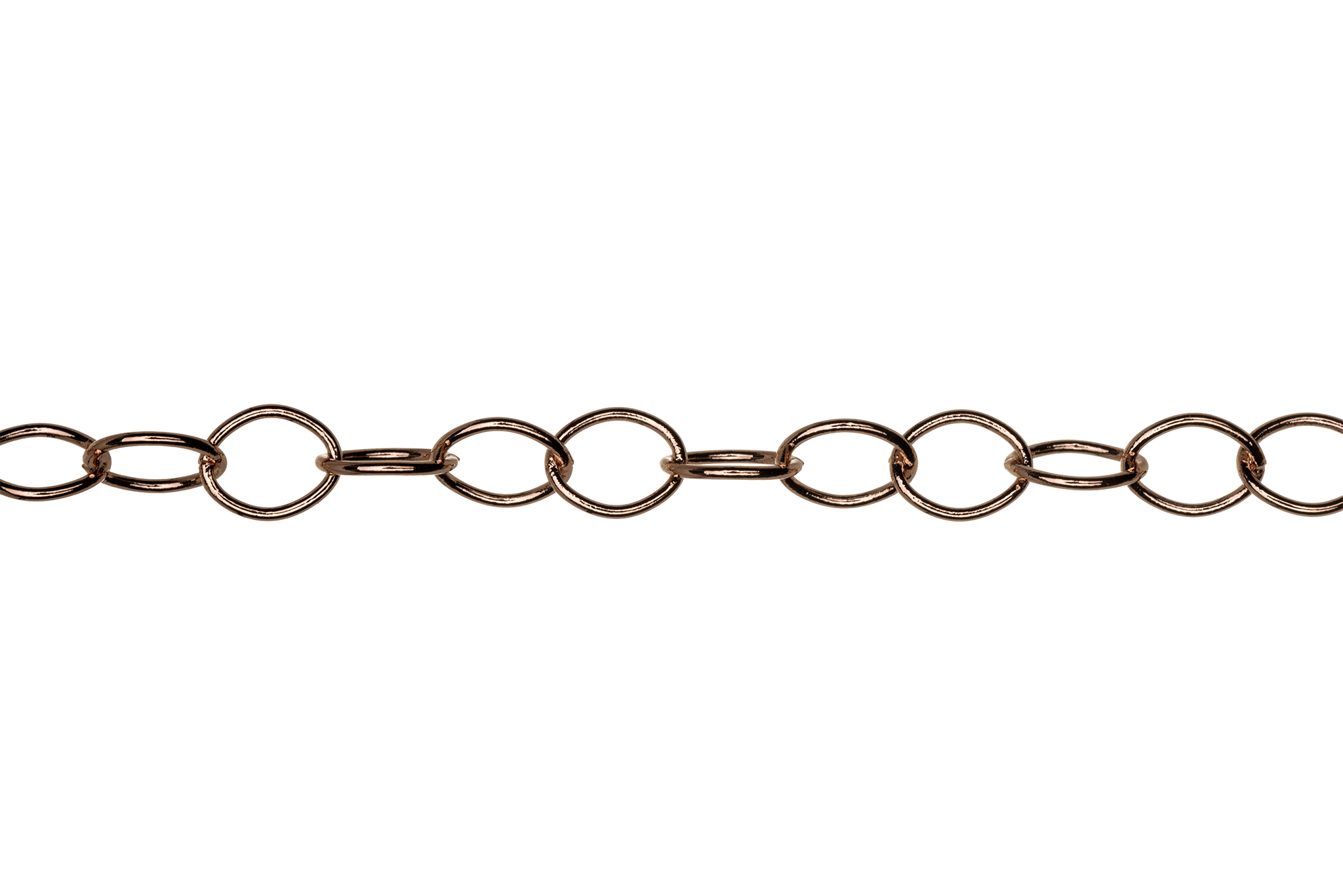 Thin Round Cable Chain multiple finishes available measures 6mm x 5mm sold by the Foot - CH 2600