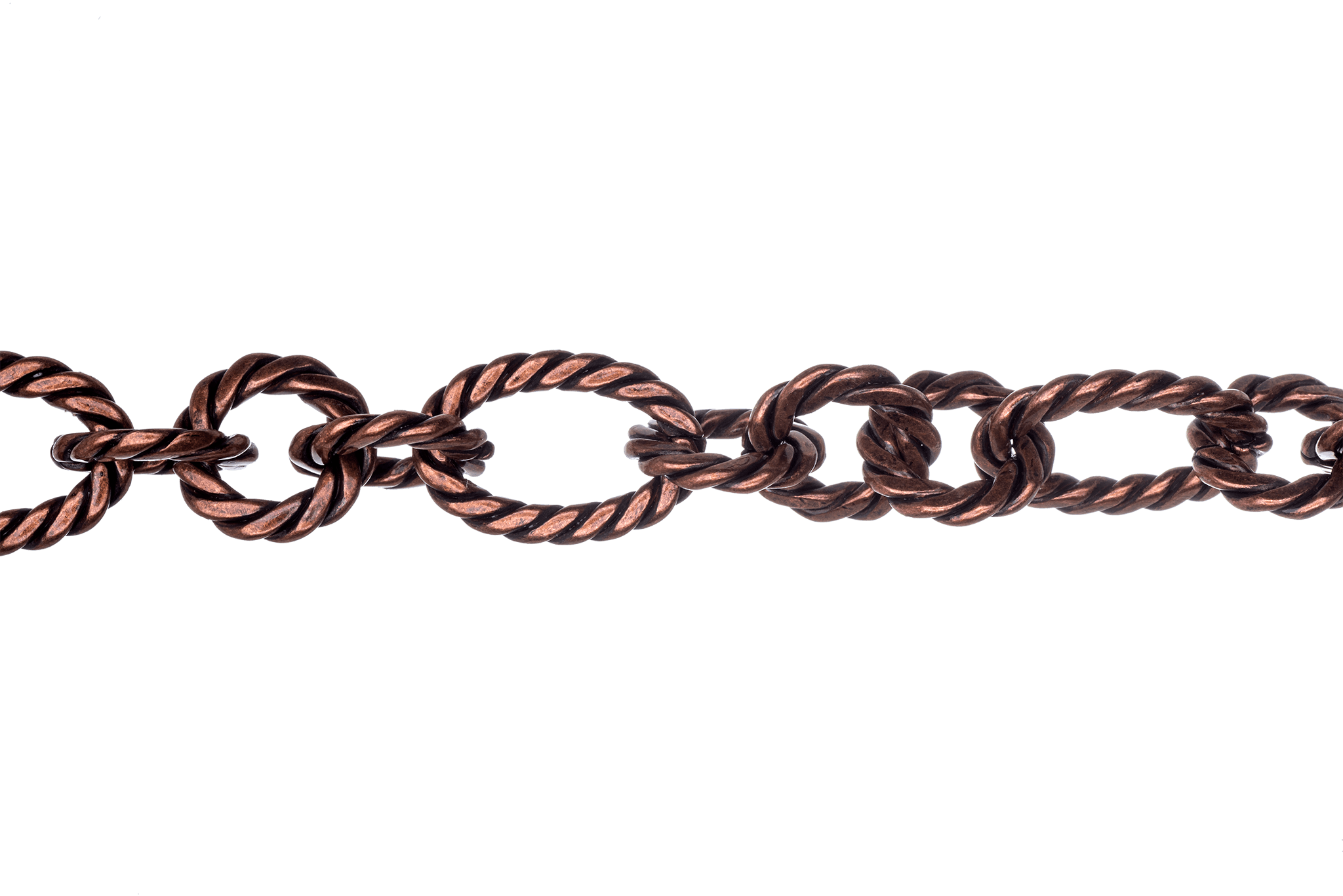 17mm x 12mm Oval, 11mm Round Rope Textured Link Chain - Made of Brass - Sold by the Foot - Ch-812