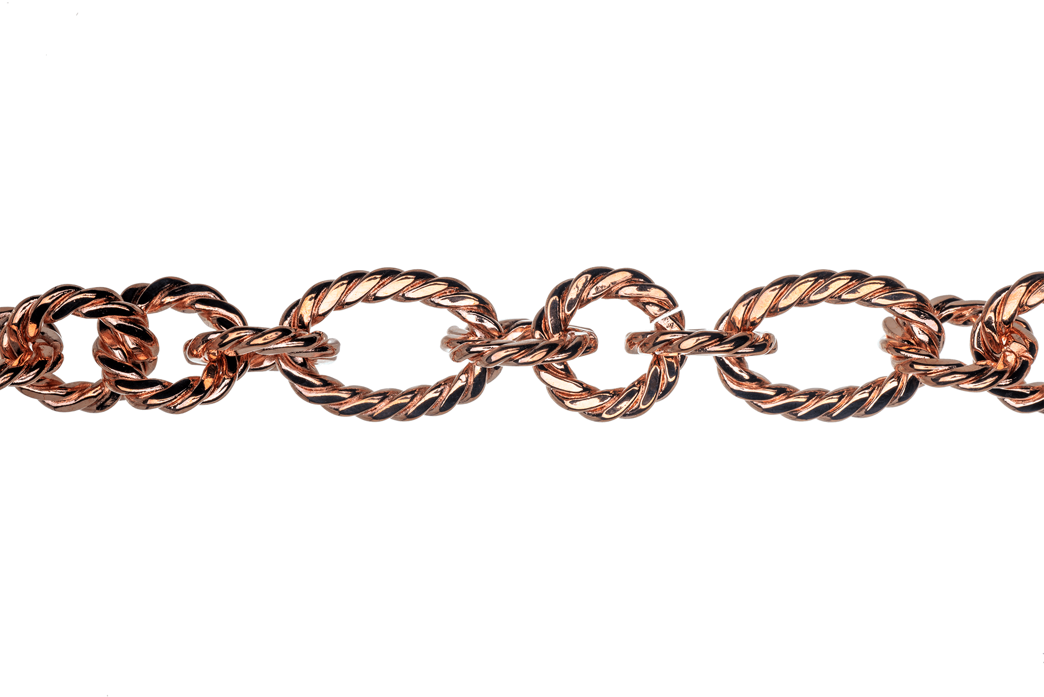 17mm x 12mm Oval, 11mm Round Rope Textured Link Chain - Made of Brass - Sold by the Foot - Ch-812