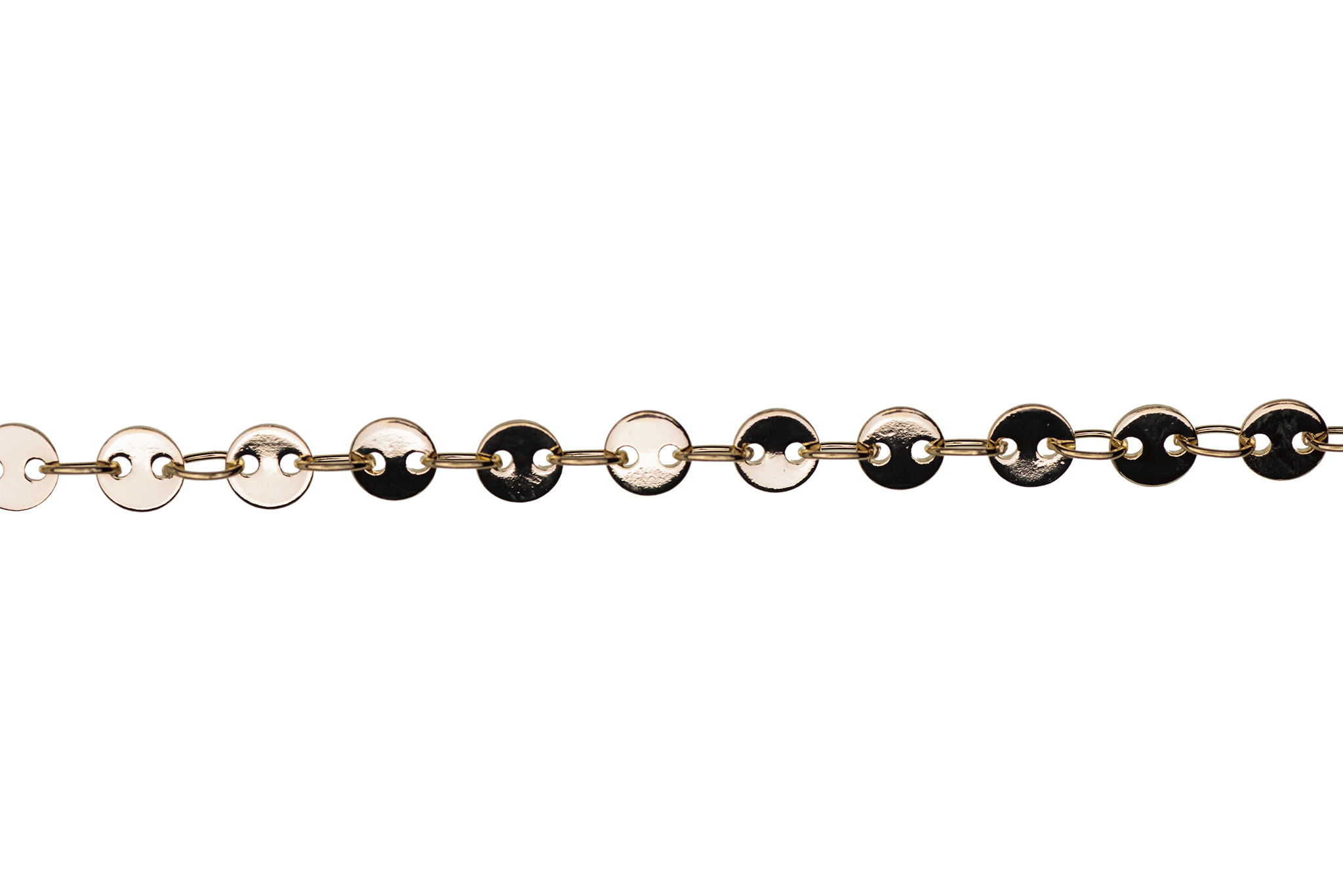 Round Disc Specialty Chain Medium Size measures 4mm available in Multiple Finishes sold by the Foot - CH 897