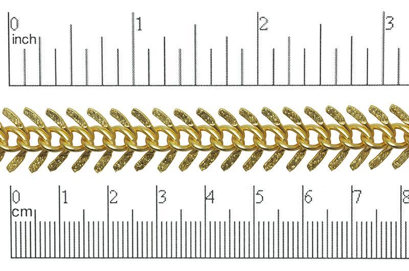 13mm Textured Fishbone Chain - Made of plated brass - Sold by the foot - Ch-301