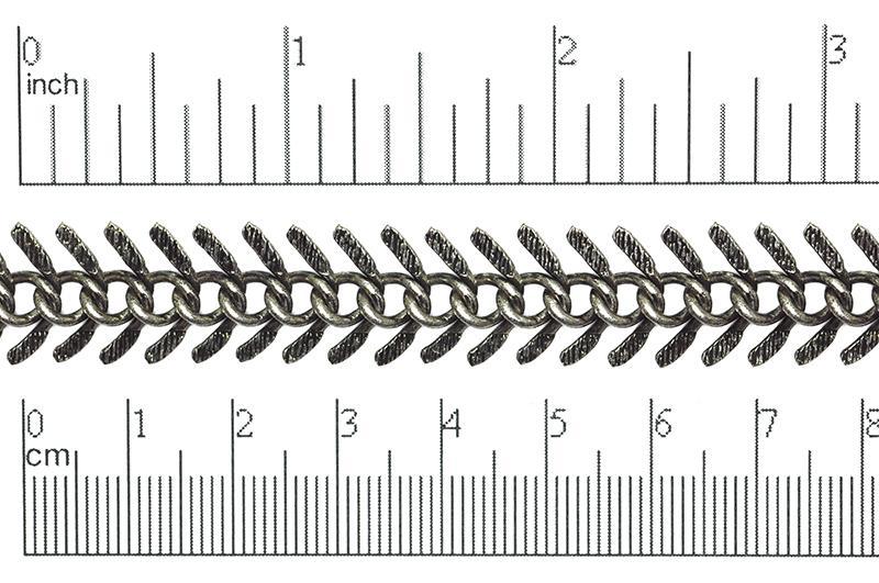 13mm Textured Fishbone Chain - Made of plated brass - Sold by the foot - Ch-301