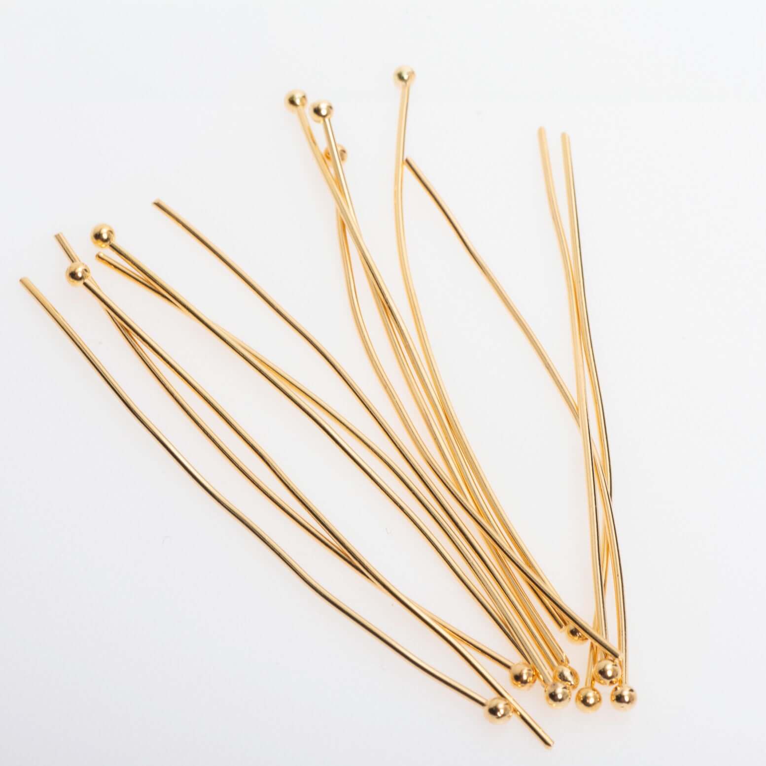 2 Inch Head Pin with 2mm Ball 20 Gauge - Hypoallergenic Brass - Multiple Finishes - Per Piece