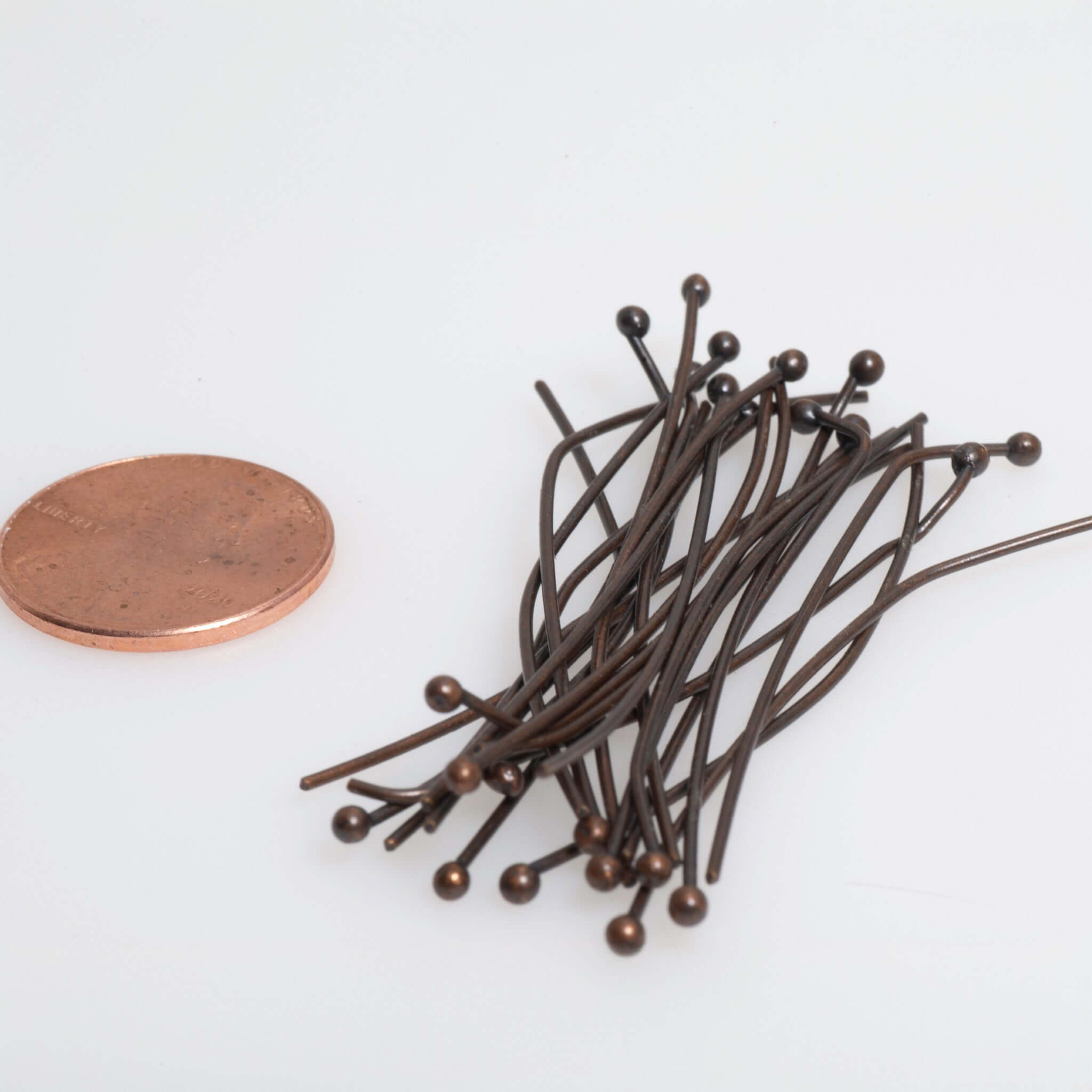 2 Inch Head Pin with 2mm Ball 20 Gauge - Hypoallergenic Brass - Multiple Finishes - Per Piece