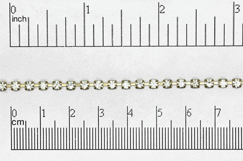 3mm Rhinestone Cup Chain - Made of Brass - Sold by the Foot - Ch-848