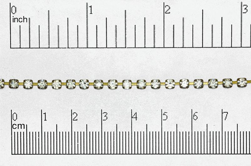 3mm Rhinestone Cup Chain - Made of Brass - Sold by the Foot - Ch-848