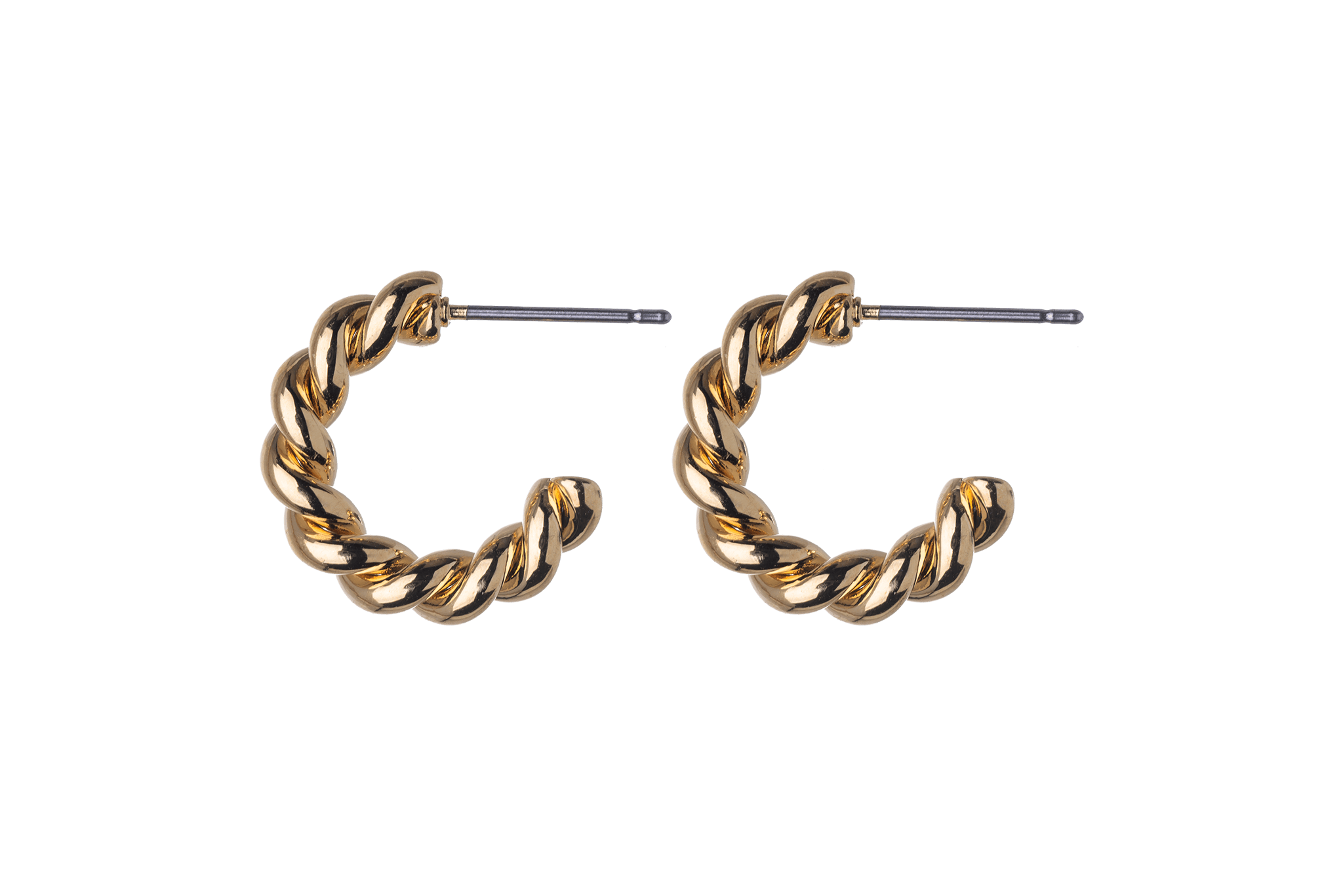 12mm Twisted Crescent Earrings w/ Earnut - Made of plated brass - Sold individually - EW5019
