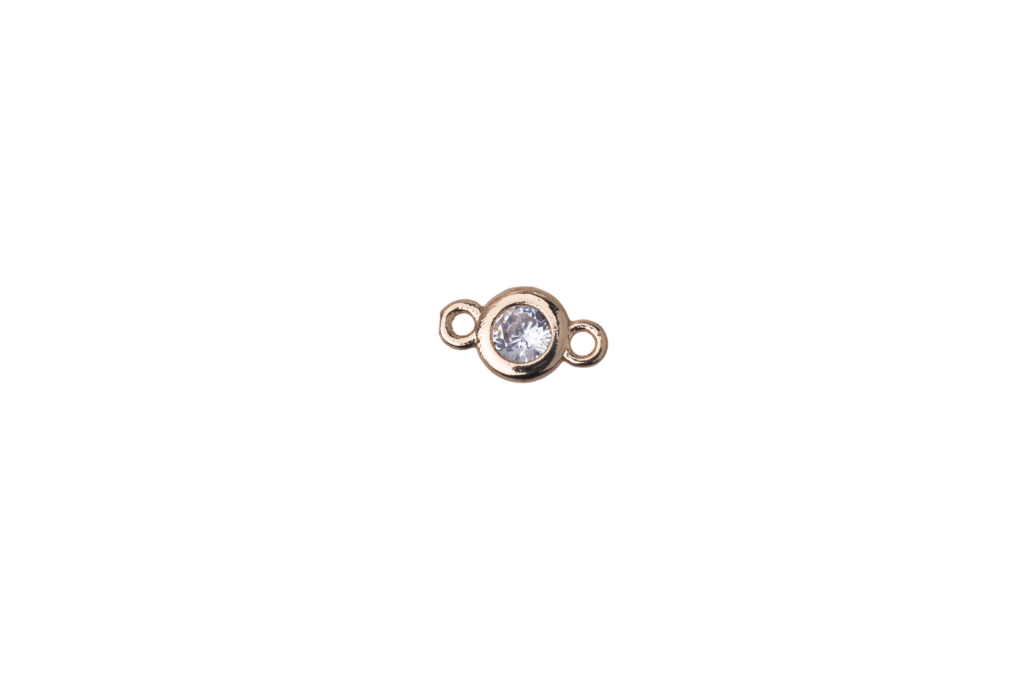 8.5mm x 4.25mm Cubic Zirconia Insert Donut Link Connector - Made of Plated Brass - Available in Silver and Gold - Sold Individually - K113