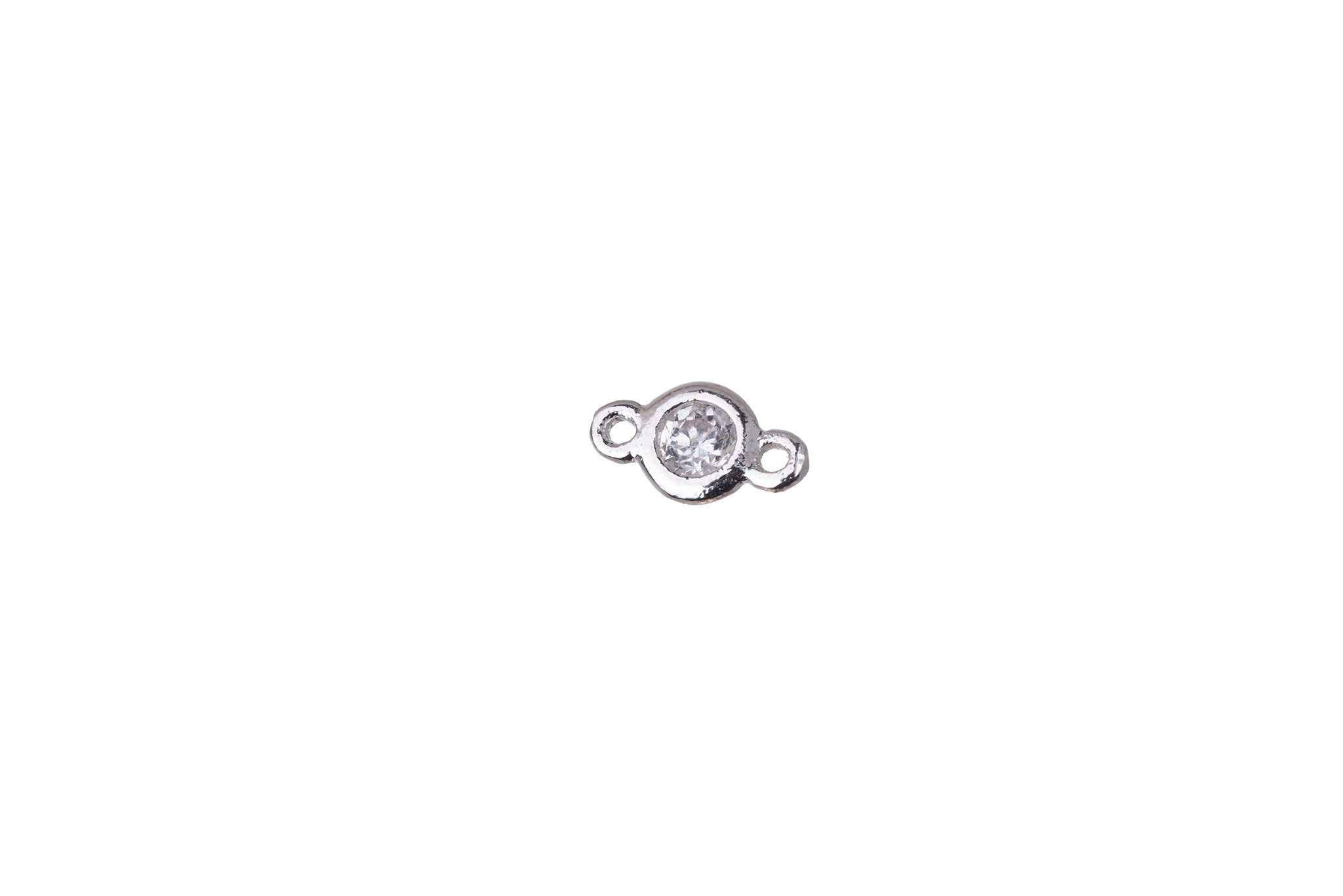 8.5mm x 4.25mm Cubic Zirconia Insert Donut Link Connector - Made of Plated Brass - Available in Silver and Gold - Sold Individually - K113
