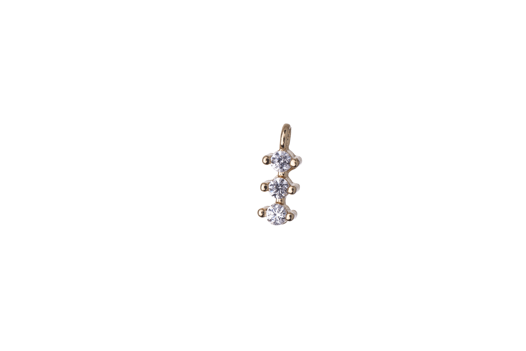 10.5mm x 3.5mm Cubic Zirconia Triple Drop Pendant - Plated Brass - Sold Individually - K114