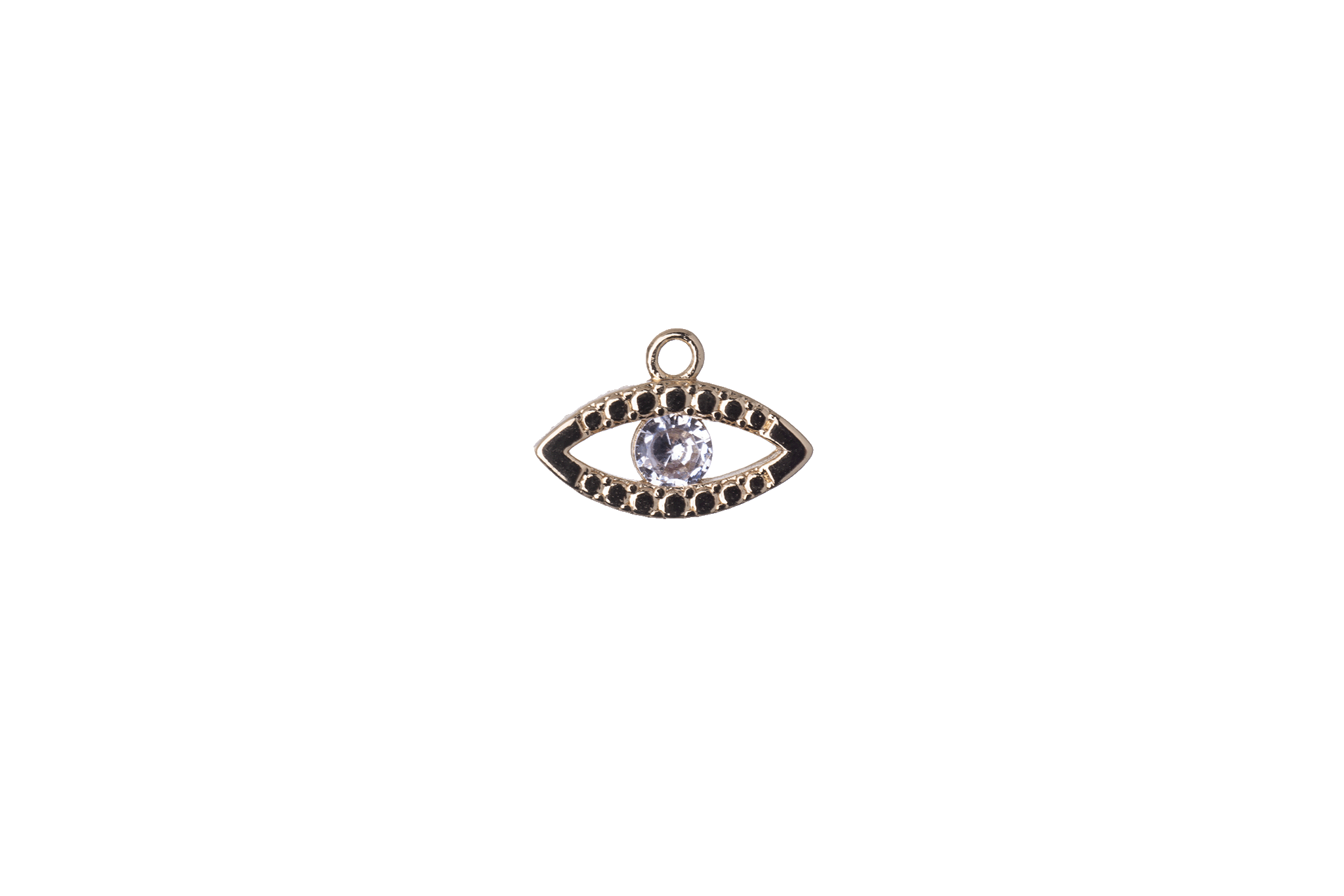 12.5mm x 9mm Cubic Zirconia Evil Eye Charm - Plated Brass - Sold Individually - K116