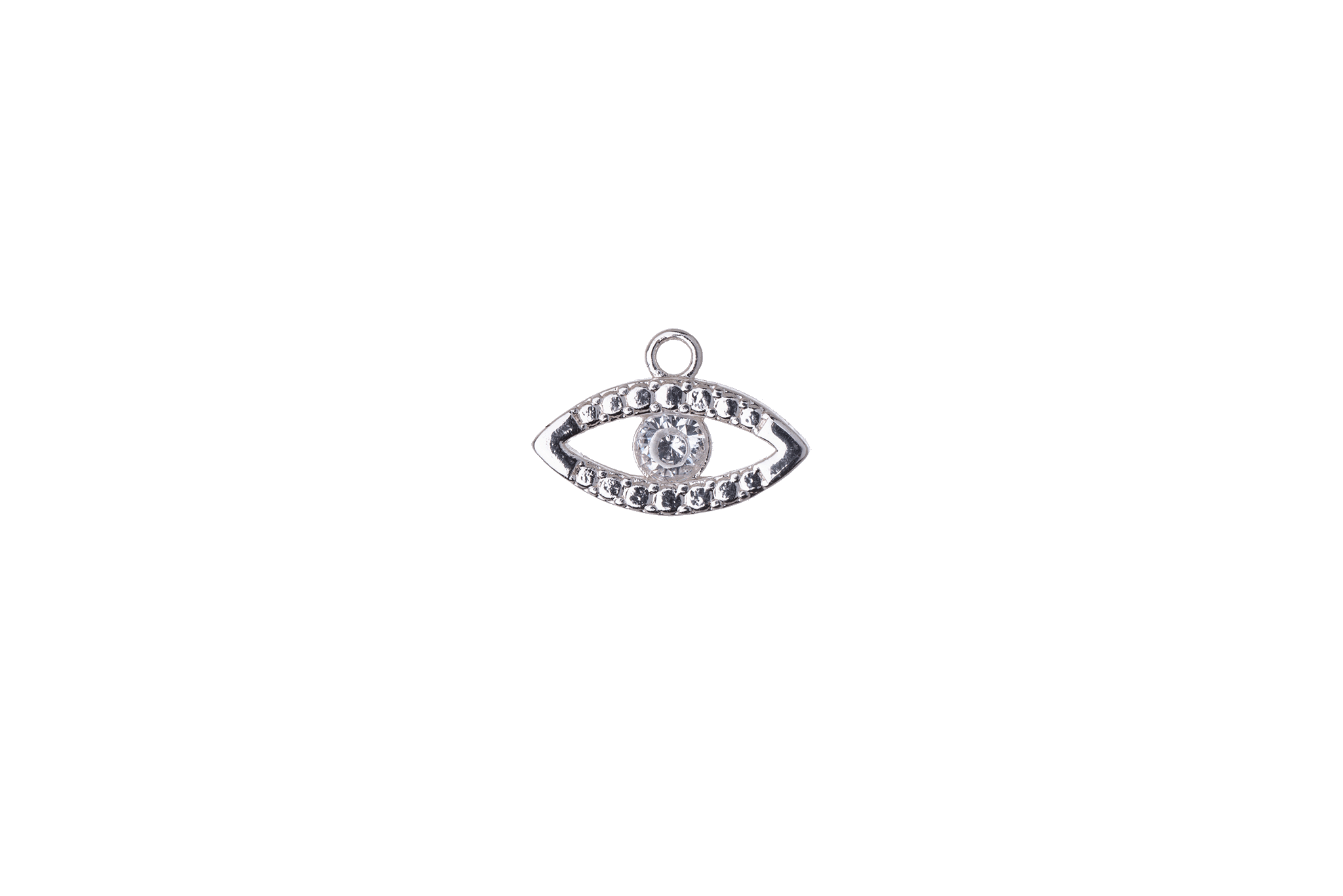 12.5mm x 9mm Cubic Zirconia Evil Eye Charm - Plated Brass - Sold Individually - K116