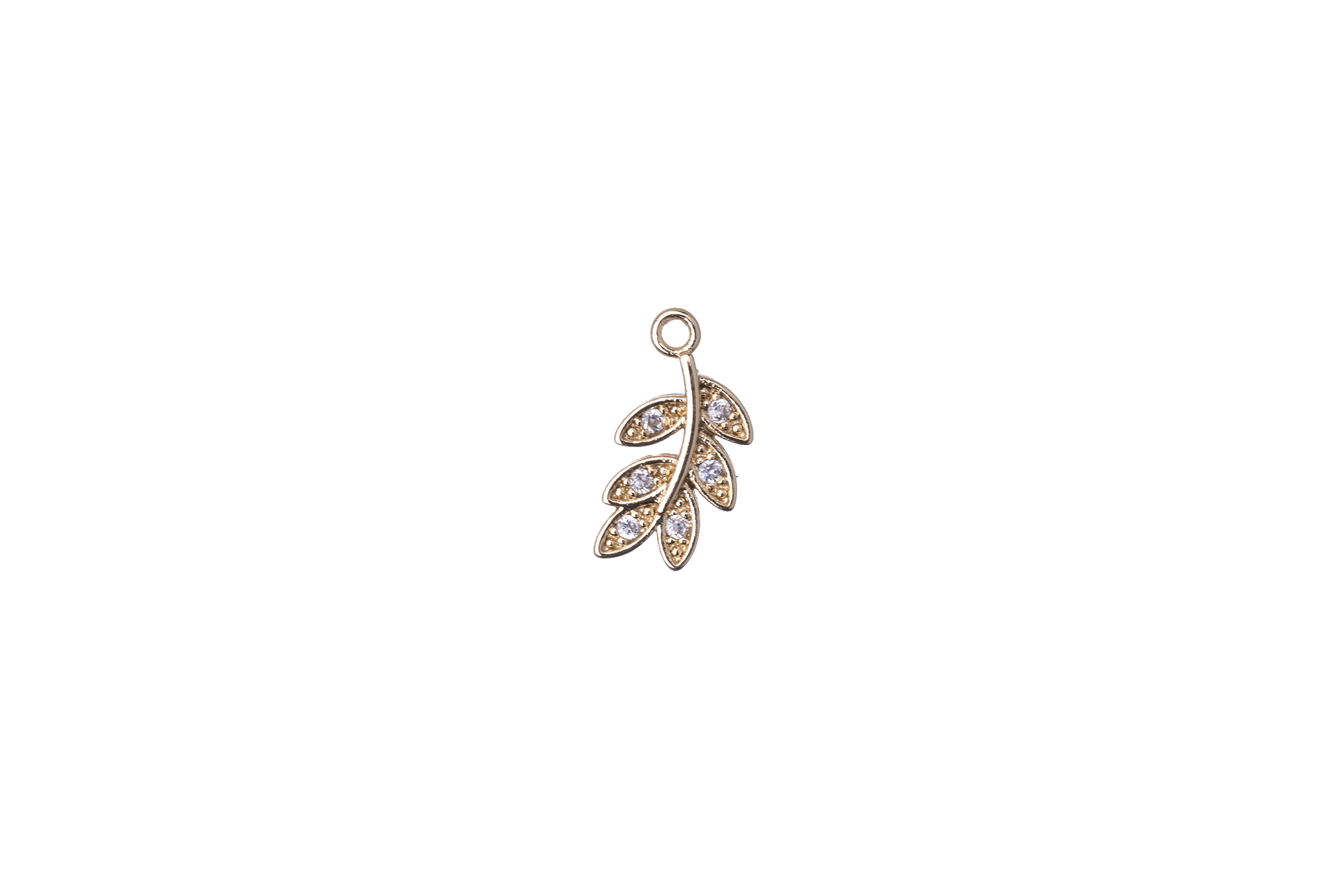Leaf Charm with Cubic Zirconia Crystals - Sold Individually - K117