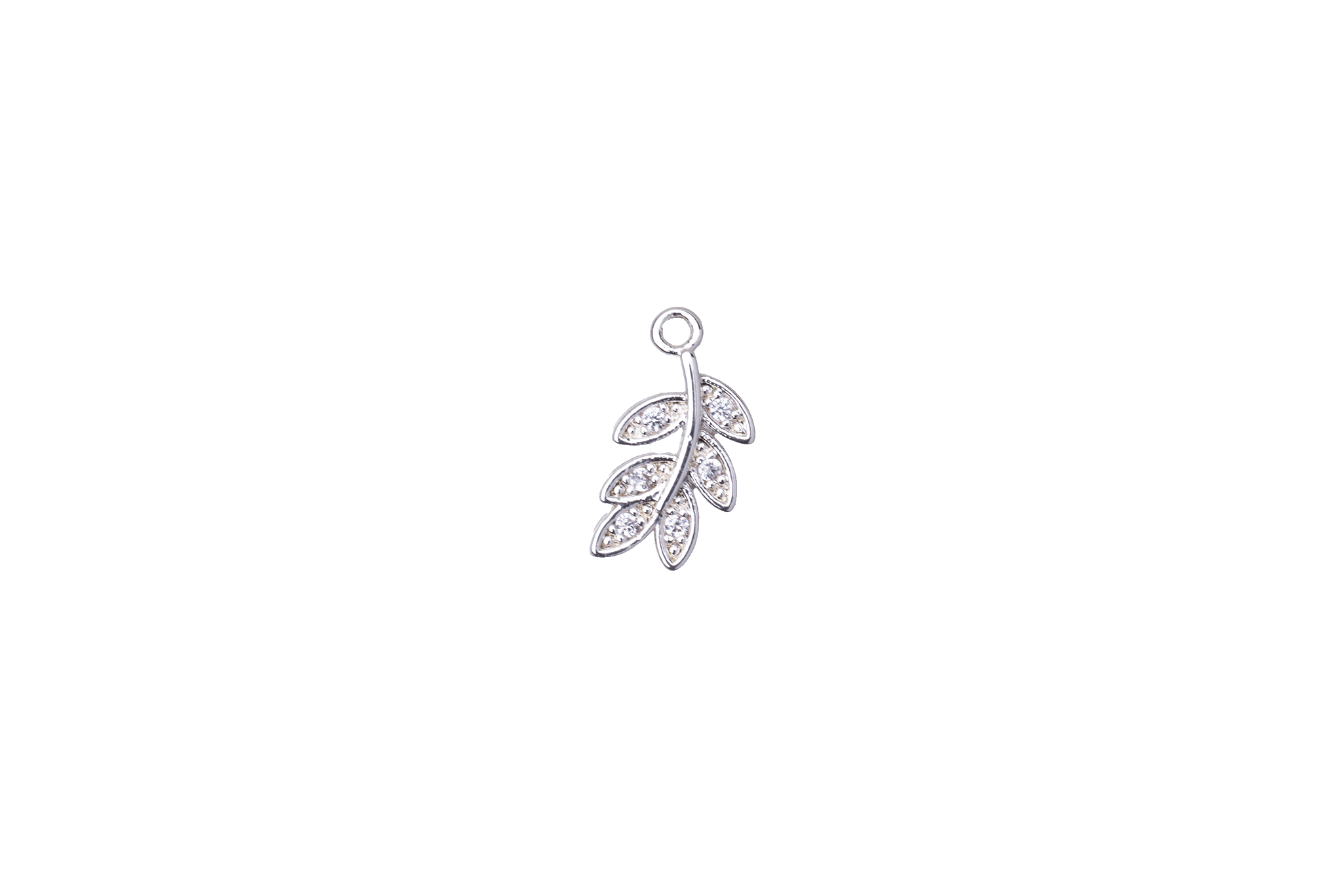 Leaf Charm with Cubic Zirconia Crystals - Sold Individually - K117
