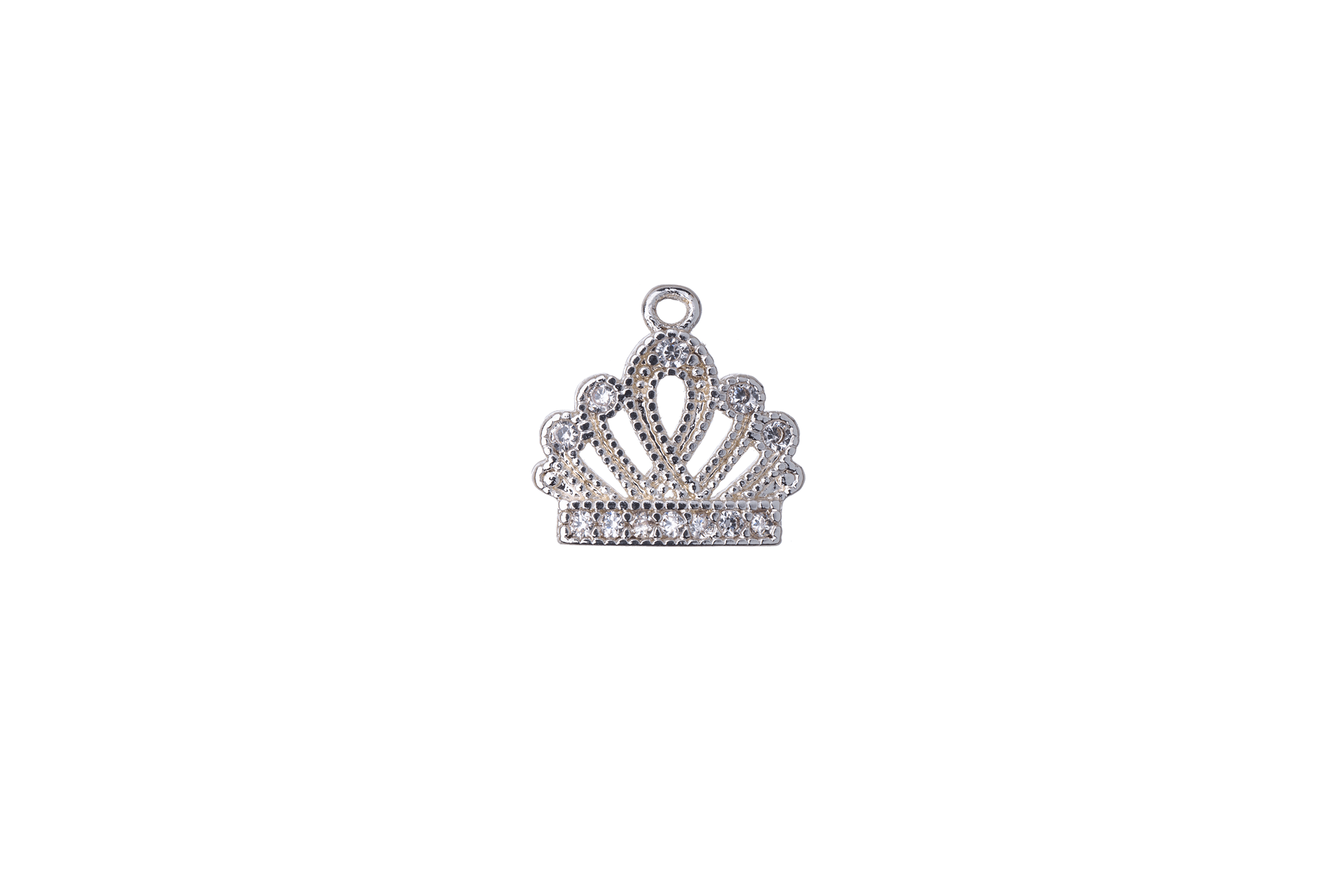 10mm x 9.75mm Cubic Zirconia Encrusted Crown Charm - Made of plated brass - Sold individually - K121