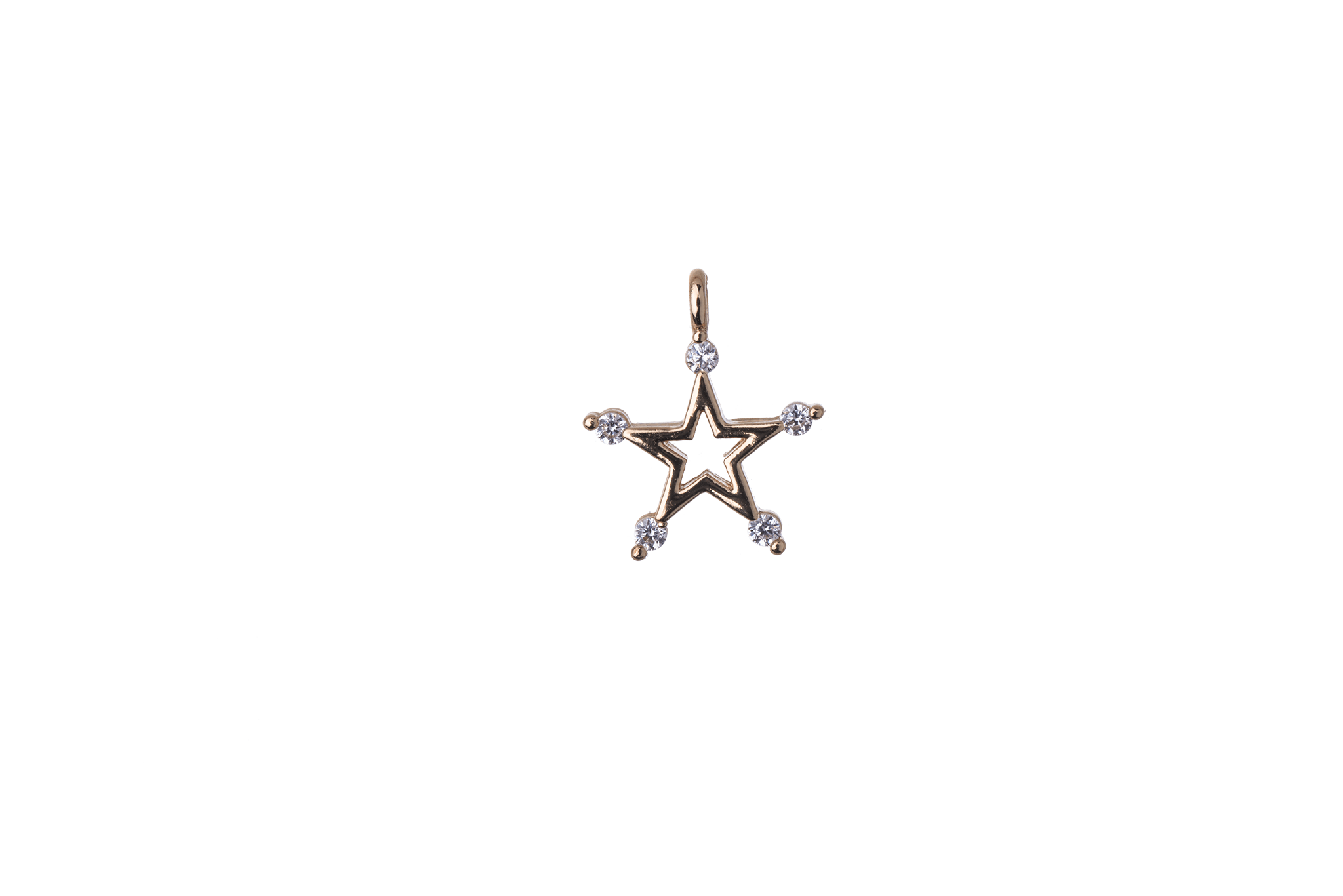 11.5mm x 9.5mm Cubic Zirconia Star Charm - Plated Brass - Sold Individually - K122