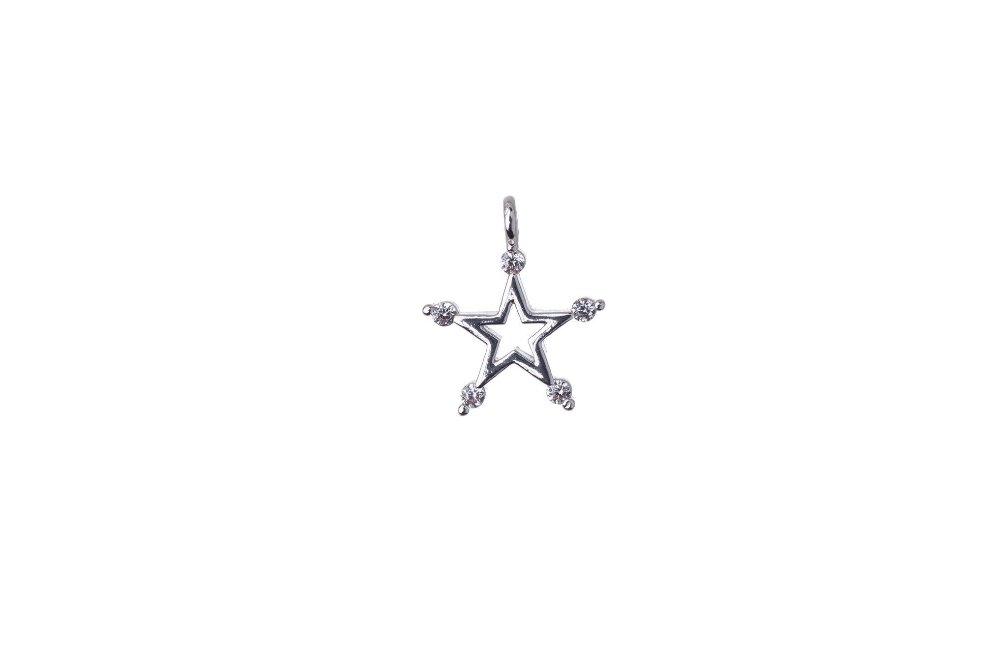 11.5mm x 9.5mm Cubic Zirconia Star Charm - Plated Brass - Sold Individually - K122