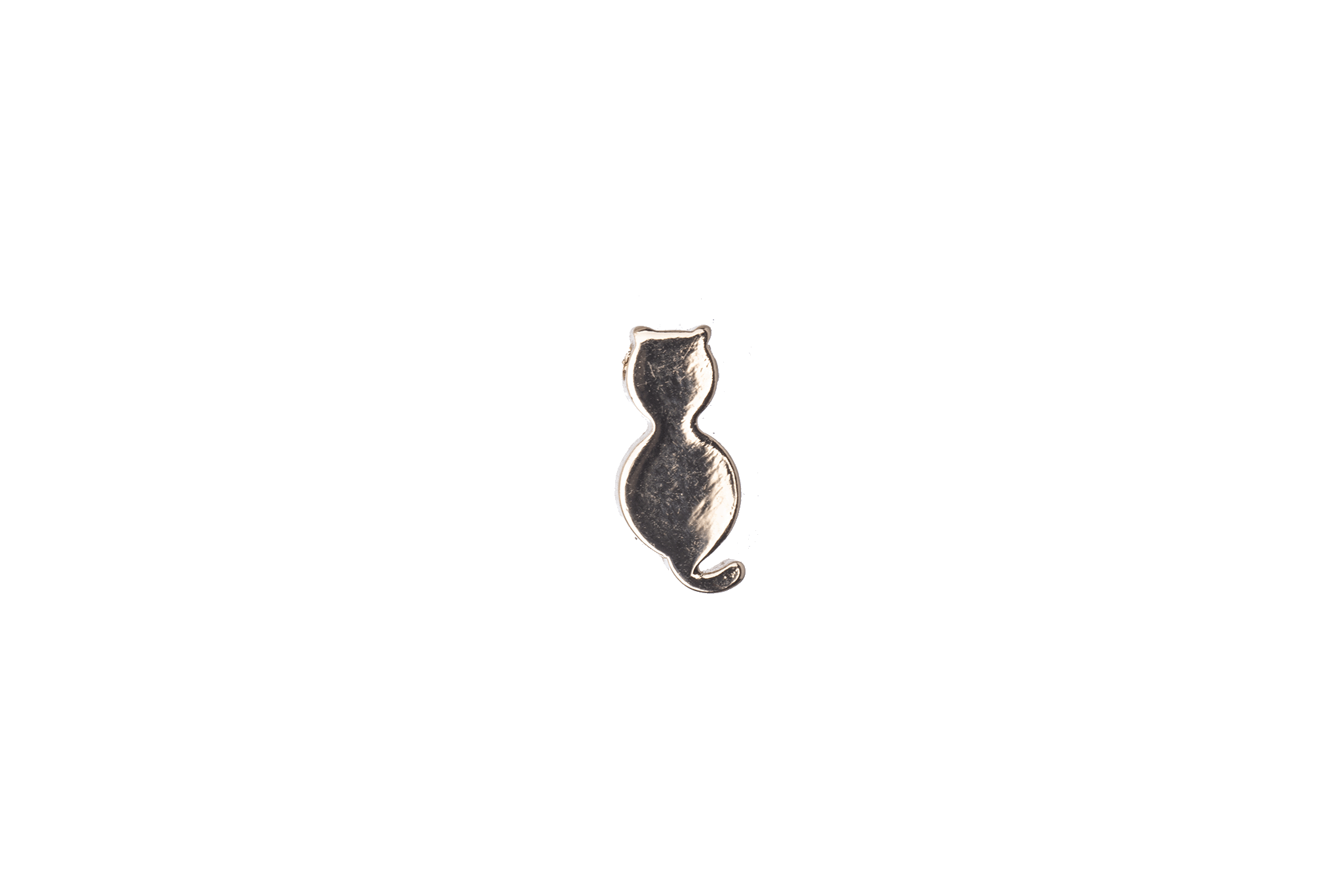 12.5mm x 5.5mm Cat Pendant - Made of Brass - Silver and Gold Finishes - 1mm Drilled Hole - Sold by the Piece - K145