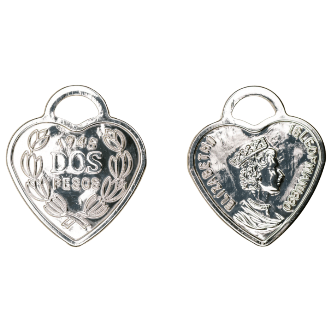 "Dos Pesos" Heart Charm Sold by the Piece - K151