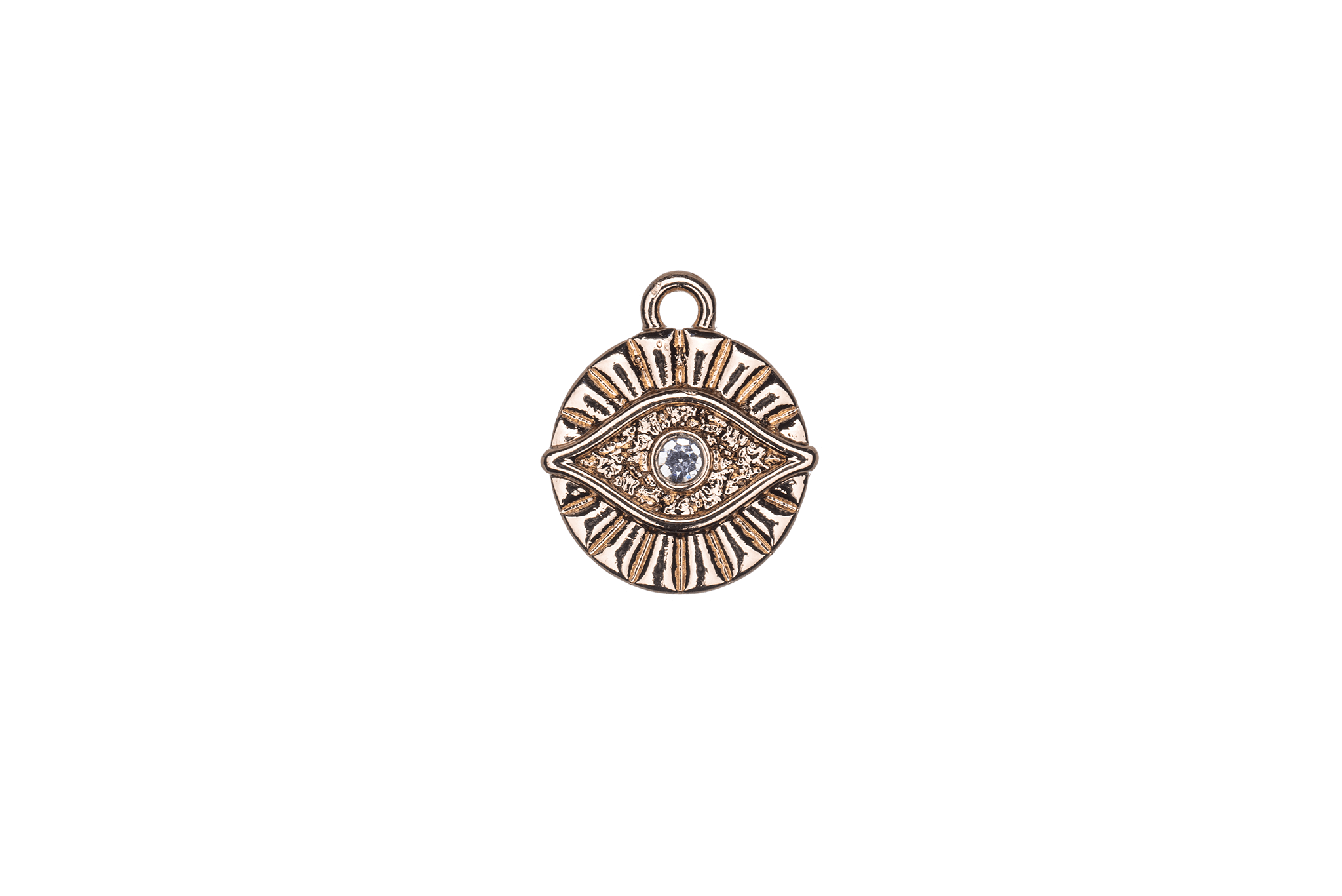 3.25mm Cubic Zirconia Round Eye Charm - Made of plated zinc - Sold individually - K159