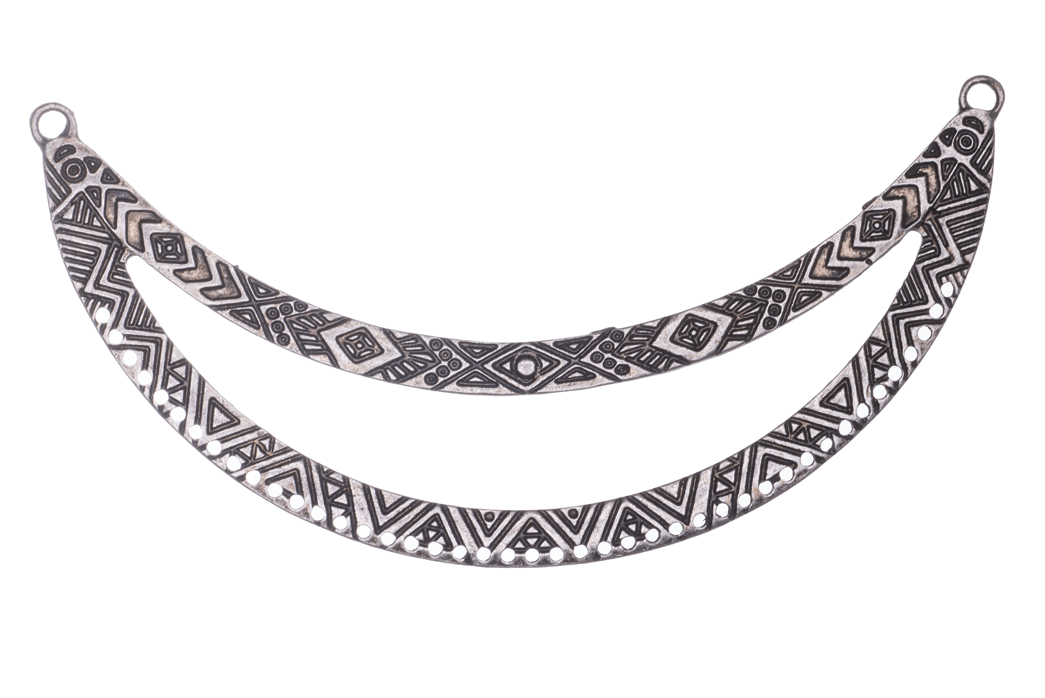 119mm Detailed Double Collar Pendant - With 43 Holes - Made of Pewter - Sold by the Piece - Multiple Finishes - K95