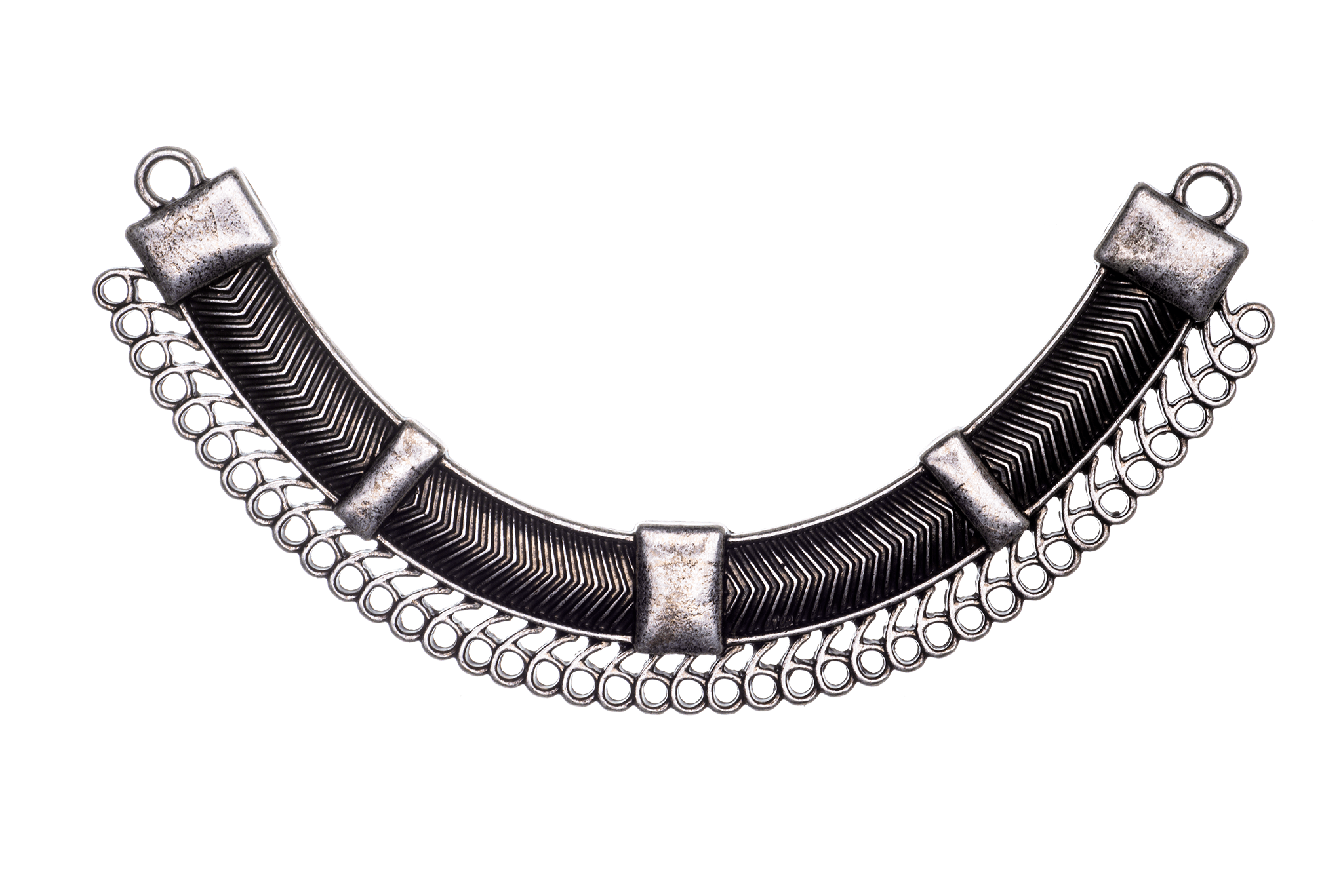109mm Contemporary Collar Pendant - Made of Pewter - 2 Loops and 43 Holes - Available in 5 Finishes - K97