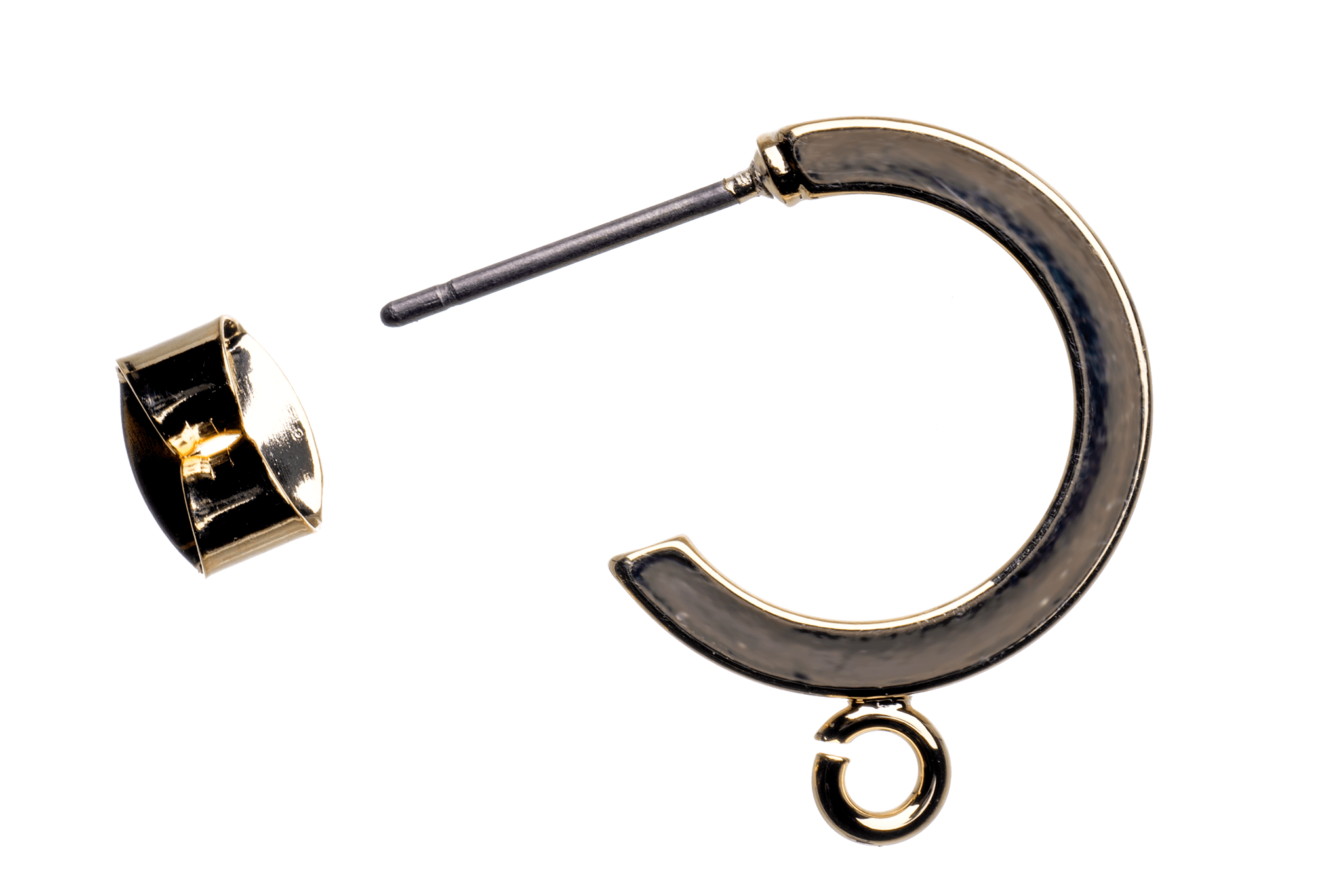 15mm Round Hoop Post Earring with Loop and Earnut Available in Silver & Gold- KE-31