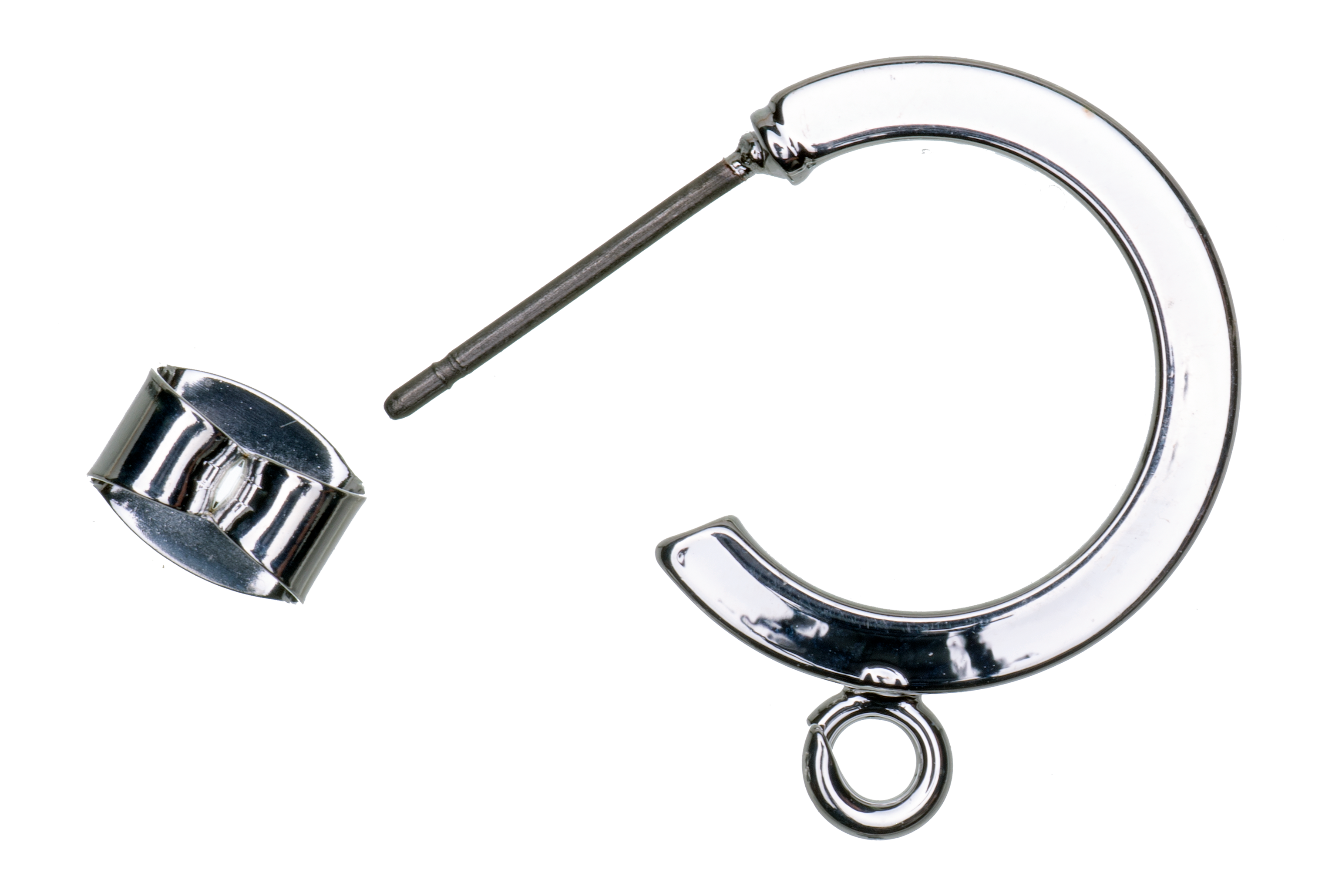 15mm Round Hoop Post Earring with Loop and Earnut Available in Silver & Gold- KE-31