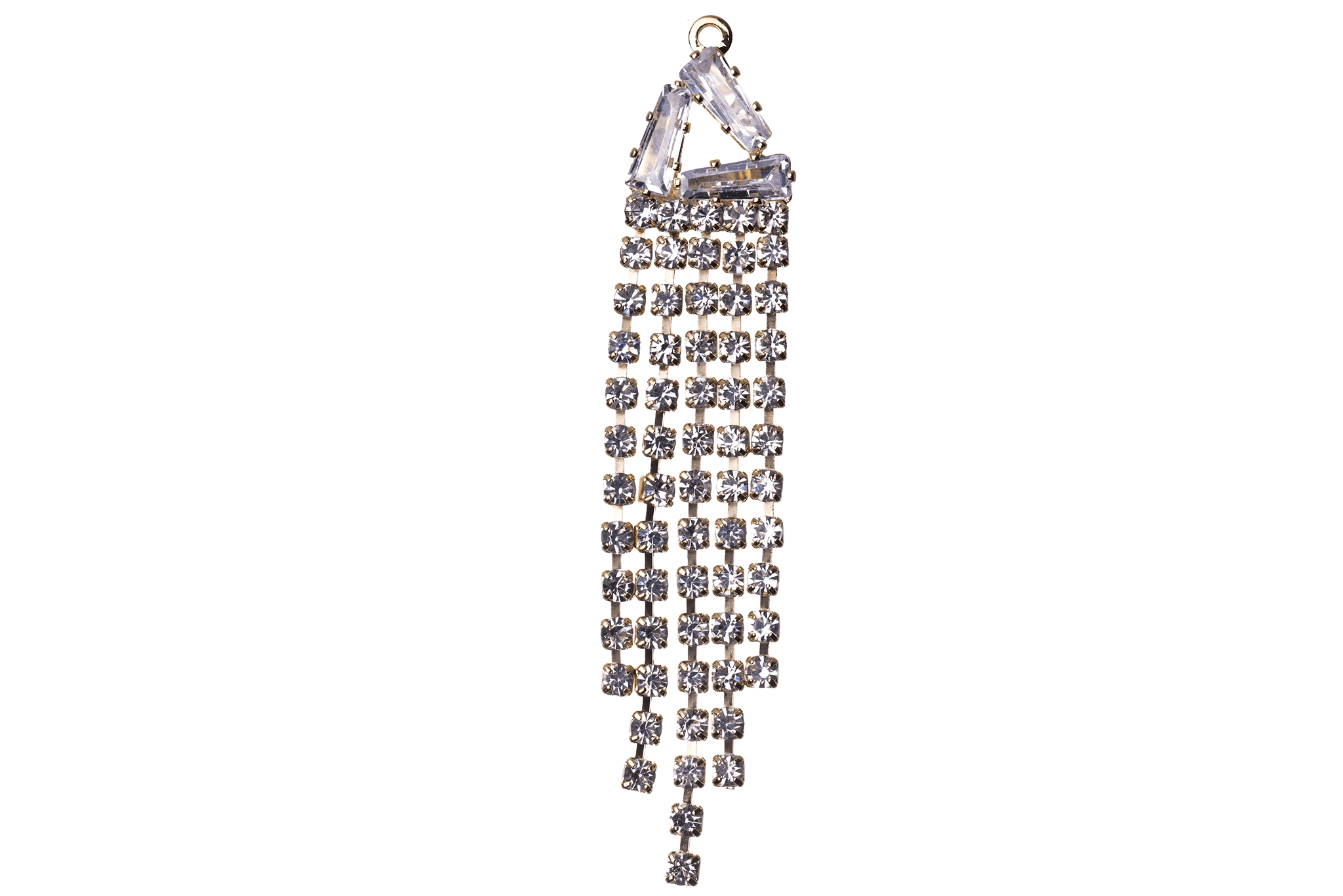 60mm Crystal Drop Chandelier Earring Component - 5 Strands of Crystals - Silver and Gold - KE-32