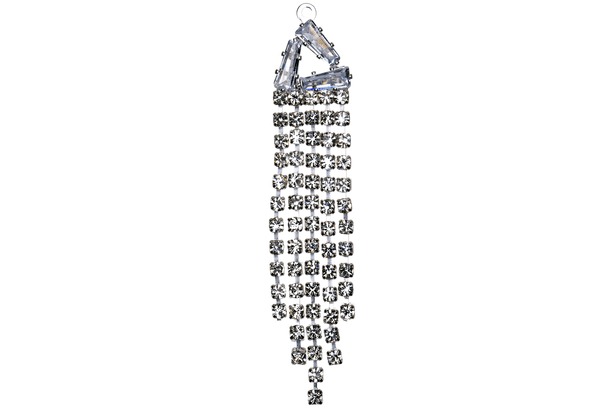 60mm Crystal Drop Chandelier Earring Component - 5 Strands of Crystals - Silver and Gold - KE-32