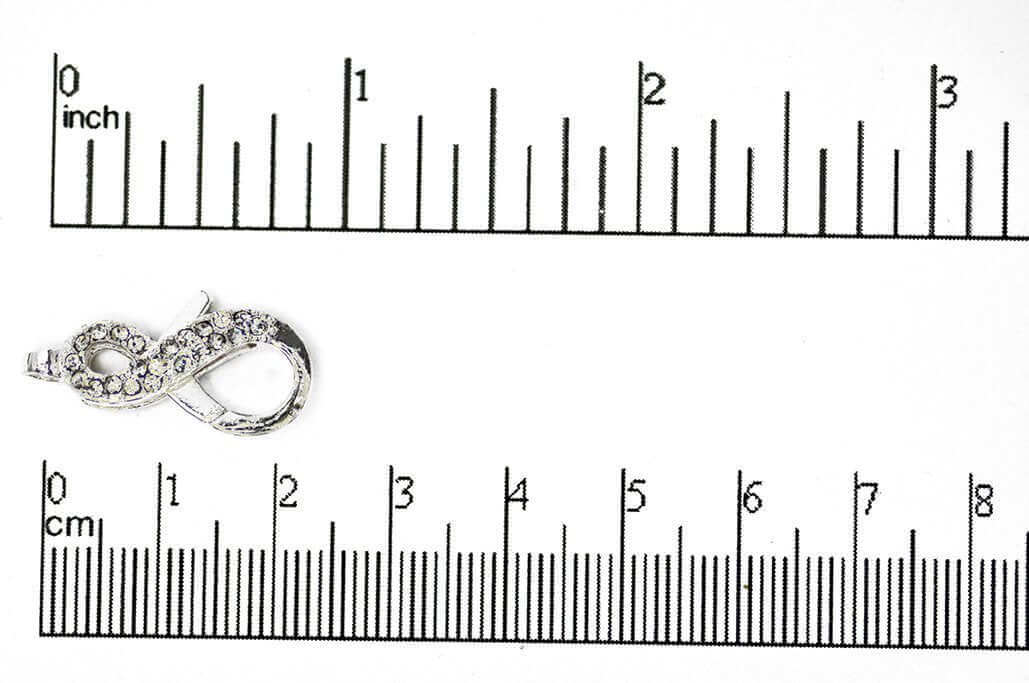 Pavé Crystal Infinity Lobster Clasp 25x11.5mm - Elegant Symbolic Closure for Jewelry, Style CL/29