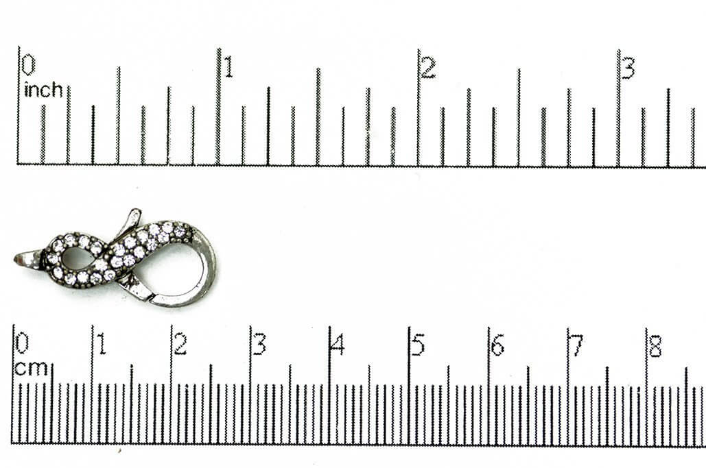 Pavé Crystal Infinity Lobster Clasp 25x11.5mm - Elegant Symbolic Closure for Jewelry, Style CL/29