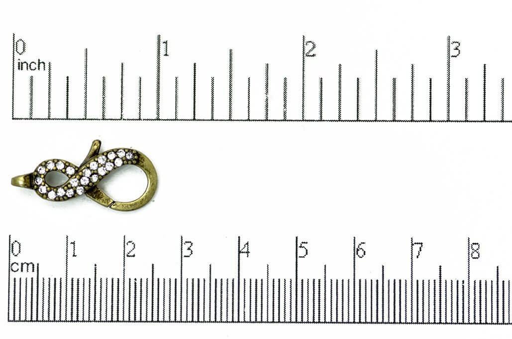 Pavé Crystal Infinity Lobster Clasp 25x11.5mm - Elegant Symbolic Closure for Jewelry, Style CL/29