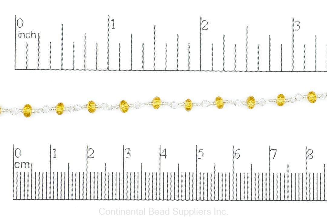 3.5mm Fire Polished Glass Beaded Rosary Specialty Chain sold by the Foot available in Multiple Colors - CH 151