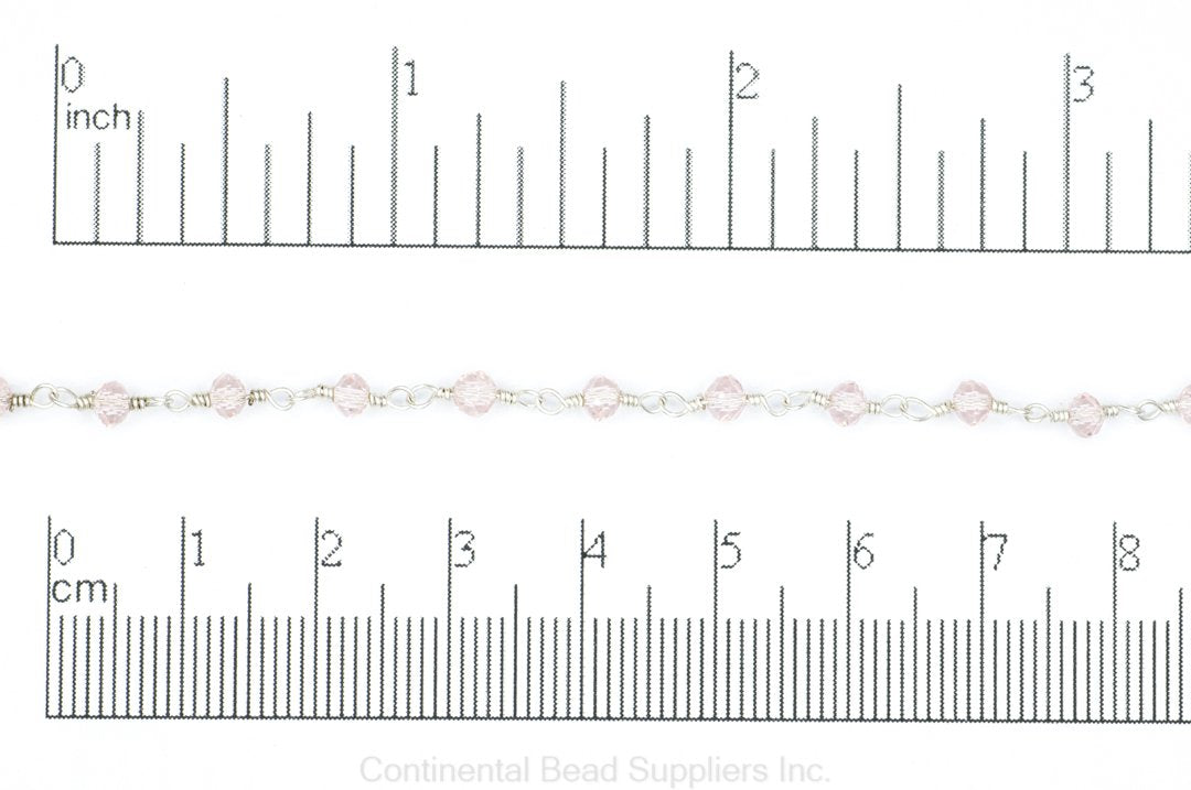 3.5mm Fire Polished Glass Beaded Rosary Specialty Chain sold by the Foot available in Multiple Colors - CH 151