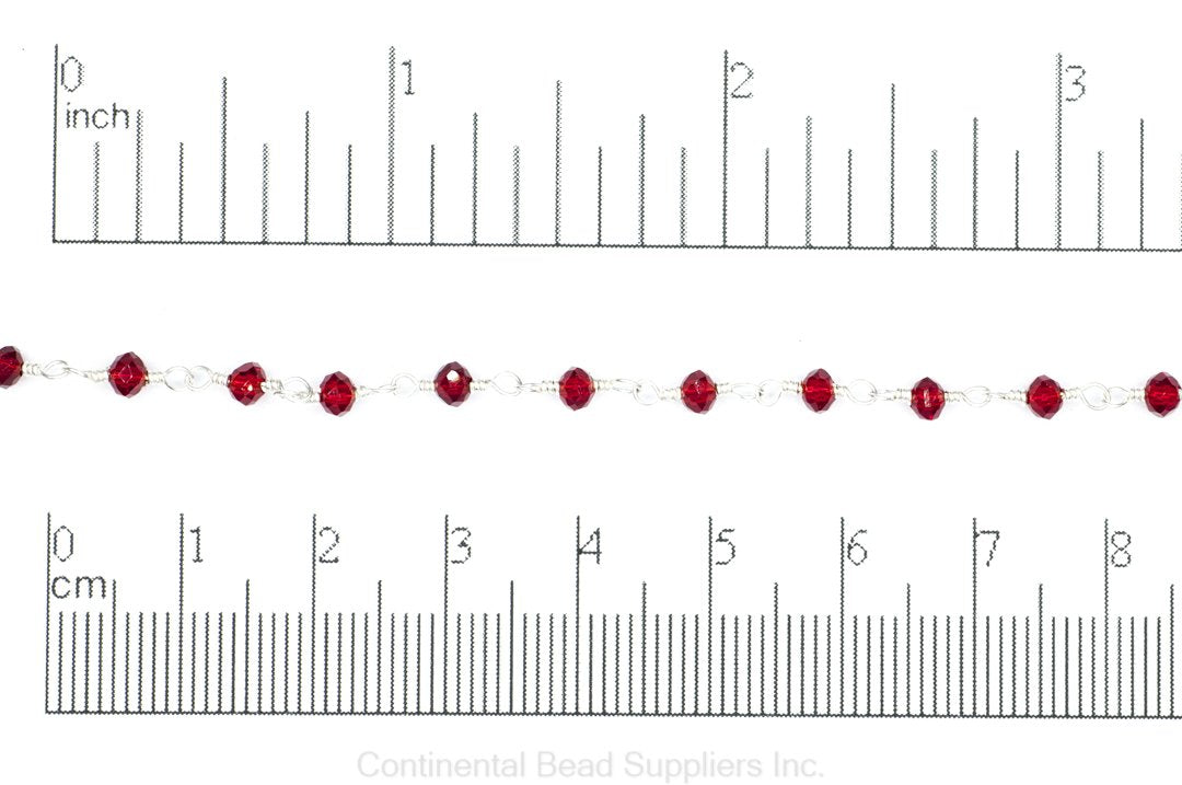 3.5mm Fire Polished Glass Beaded Rosary Specialty Chain sold by the Foot available in Multiple Colors - CH 151