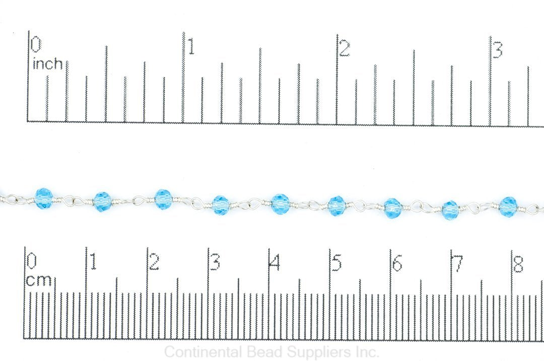 3.5mm Fire Polished Glass Beaded Rosary Specialty Chain sold by the Foot available in Multiple Colors - CH 151