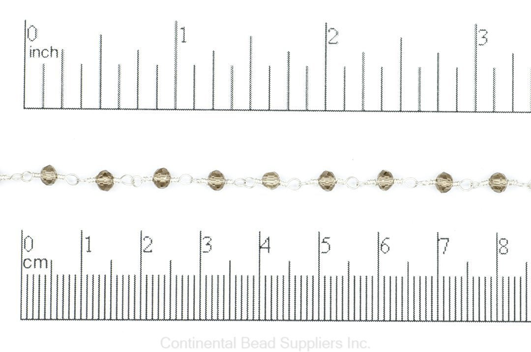 3.5mm Fire Polished Glass Beaded Rosary Specialty Chain sold by the Foot available in Multiple Colors - CH 151