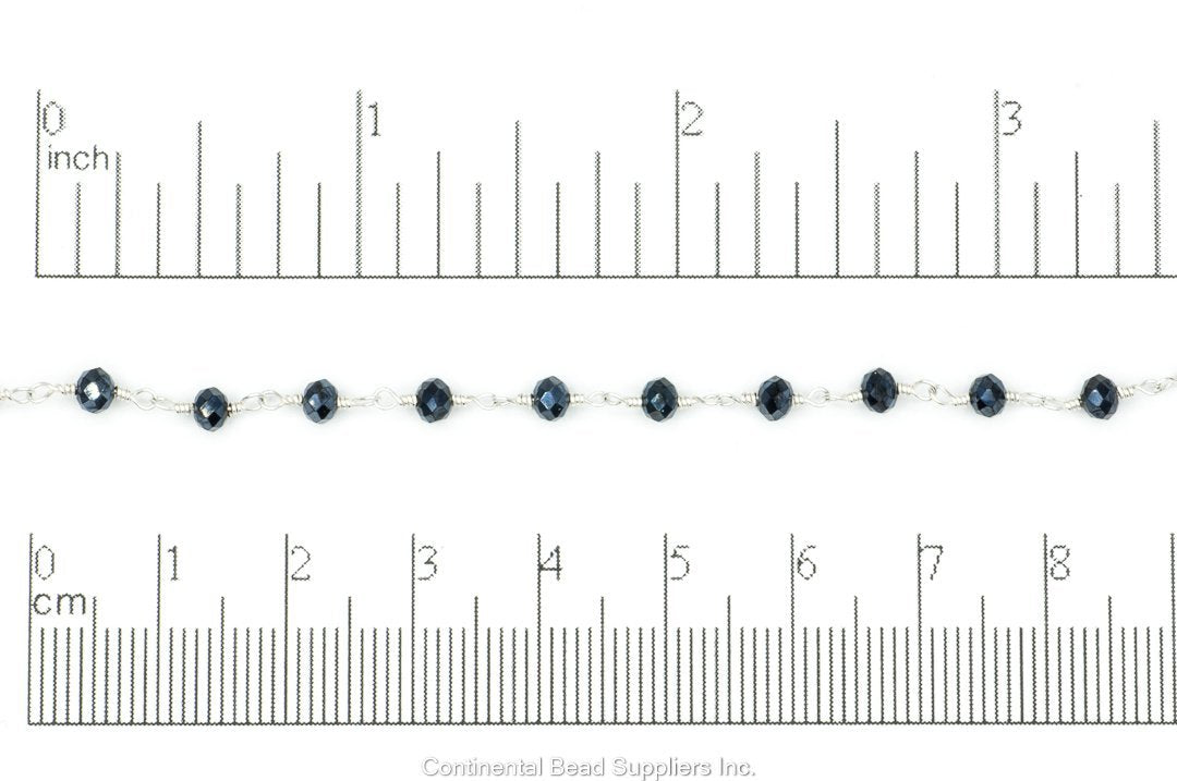 3.5mm Fire Polished Glass Beaded Rosary Specialty Chain sold by the Foot available in Multiple Colors - CH 151