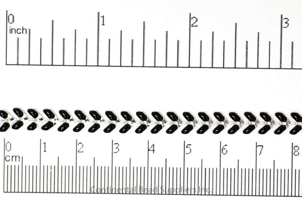 6mm x 5mm Black Epoxy Chevron Chain Specialty Chain Sold by The Foot - CH 898
