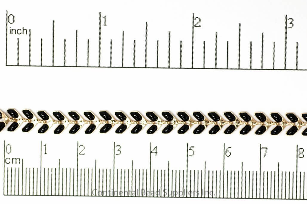 6mm x 5mm Black Epoxy Chevron Chain Specialty Chain Sold by The Foot - CH 898