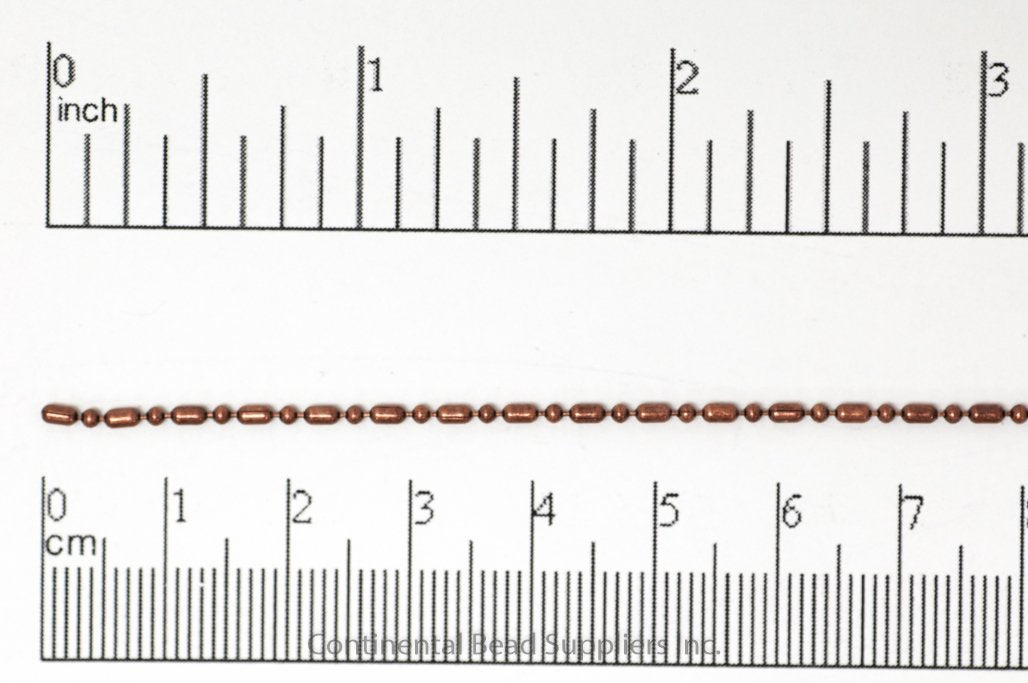 2mm Dot-Dash Ball Chain - Made of Brass - Sold by the Foot - CH-902