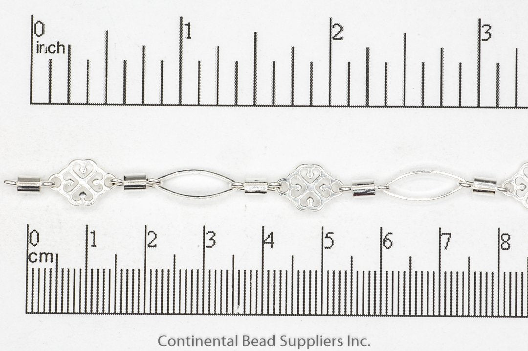 8mm Filigree, 4mm Barrel, and 11 x 5mm Eyelet Link Specialty Chain Sold by The Foot - CH 914