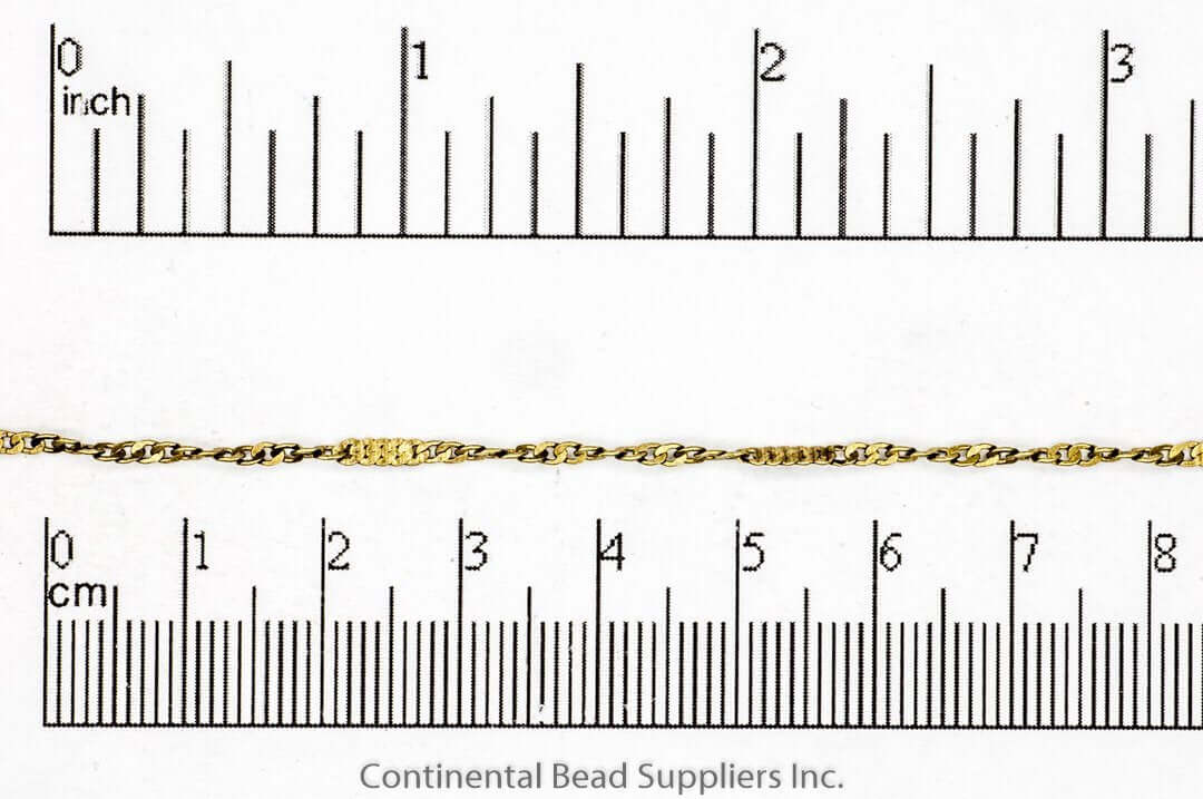 2.3mm Squashed Curb Chain with alternating 2.3mm Curb Chain sold by the Foot - CH 916