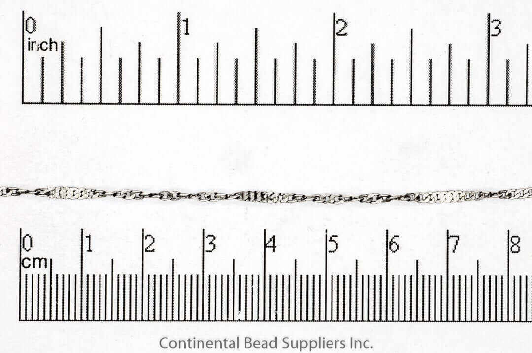 2.3mm Squashed Curb Chain with alternating 2.3mm Curb Chain sold by the Foot - CH 916